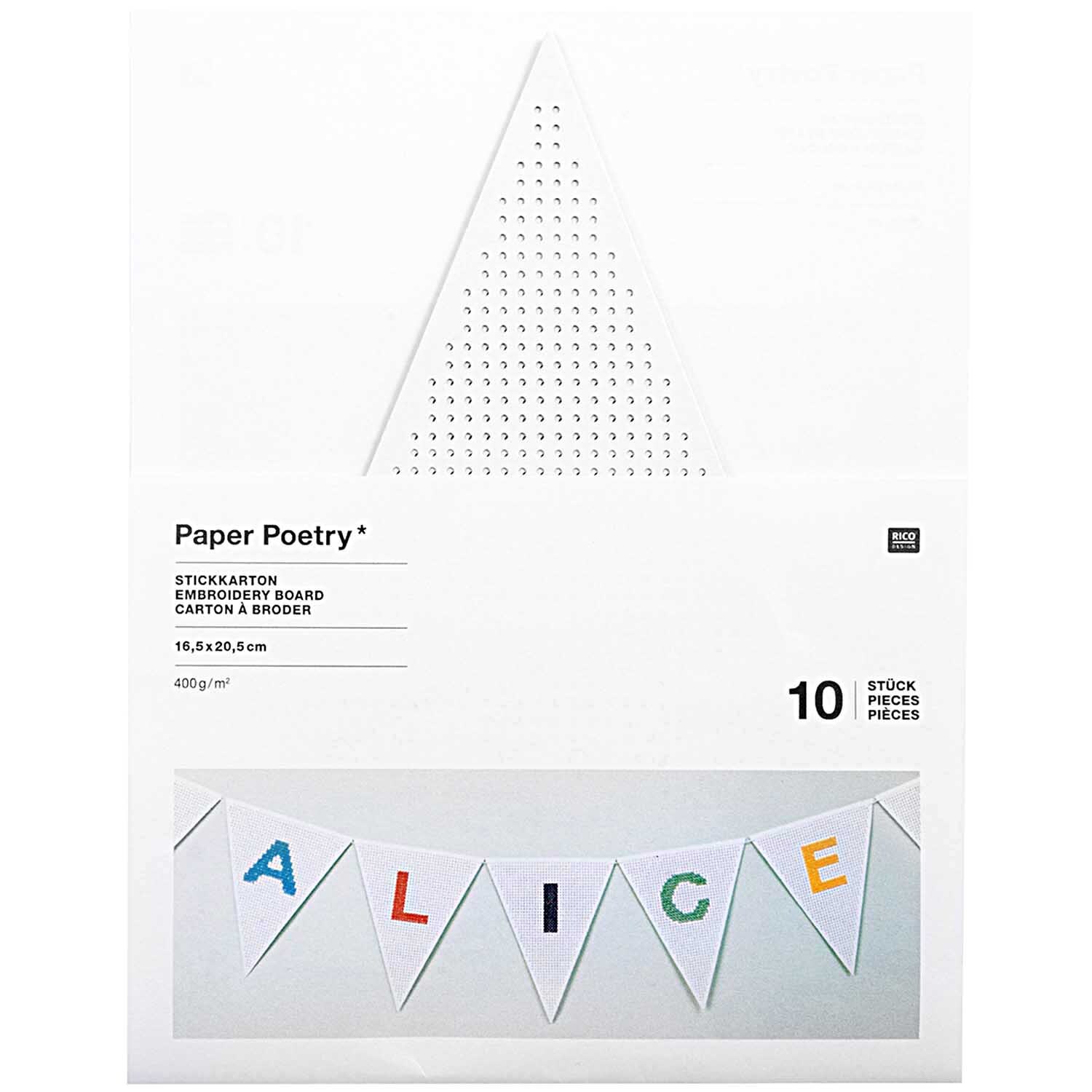 Paper Poetry Stickkarton Wimpelgirlande 10 Stück von Rico Design