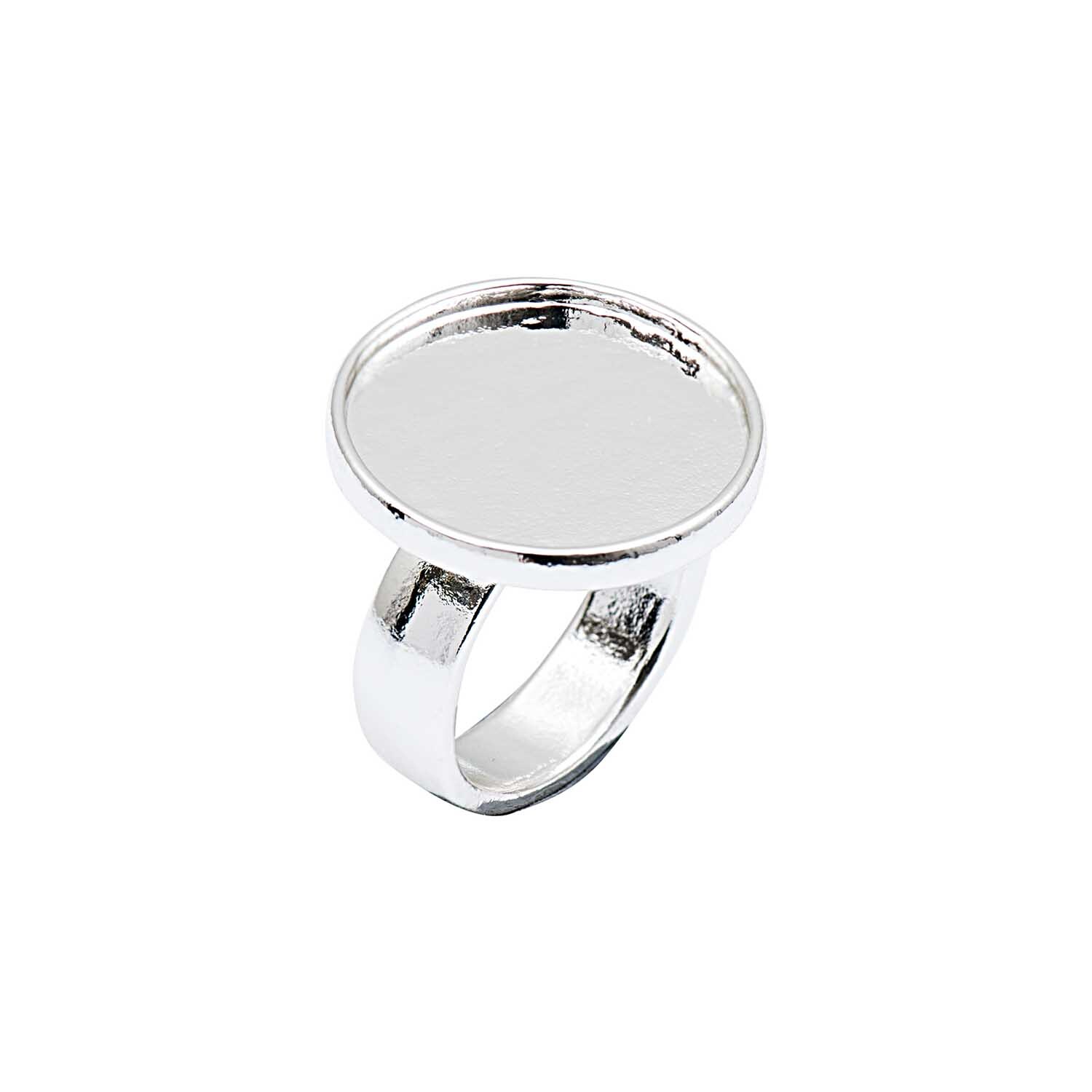 Cabochon Ring rund 20mm, eleganter Silberring von Rico Design mit glatter, runder Oberfläche.
