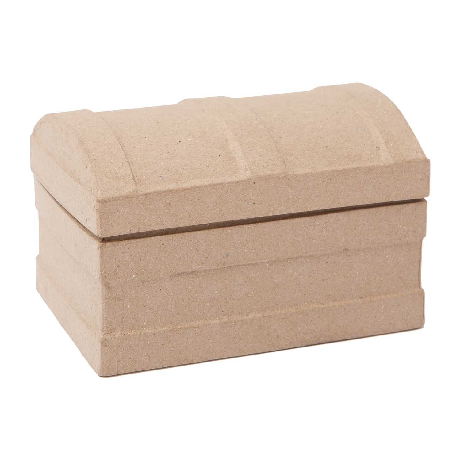 Pappmaché Schatztruhe 13x8x9,5cm von Rico Design, naturbelassen, ideal zum Dekorieren und Aufbewahren.