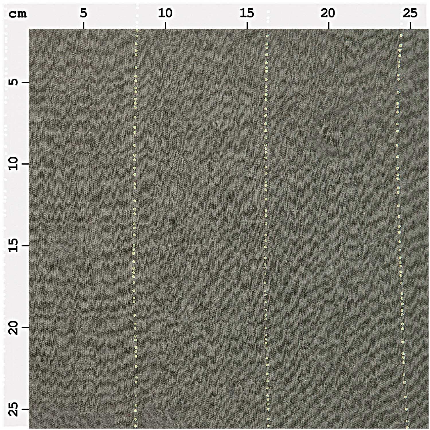 Stoffabschnitt Krinkelmusselin oliv 50x140cm mit feinen, vertikalen Linien von Rico Design.