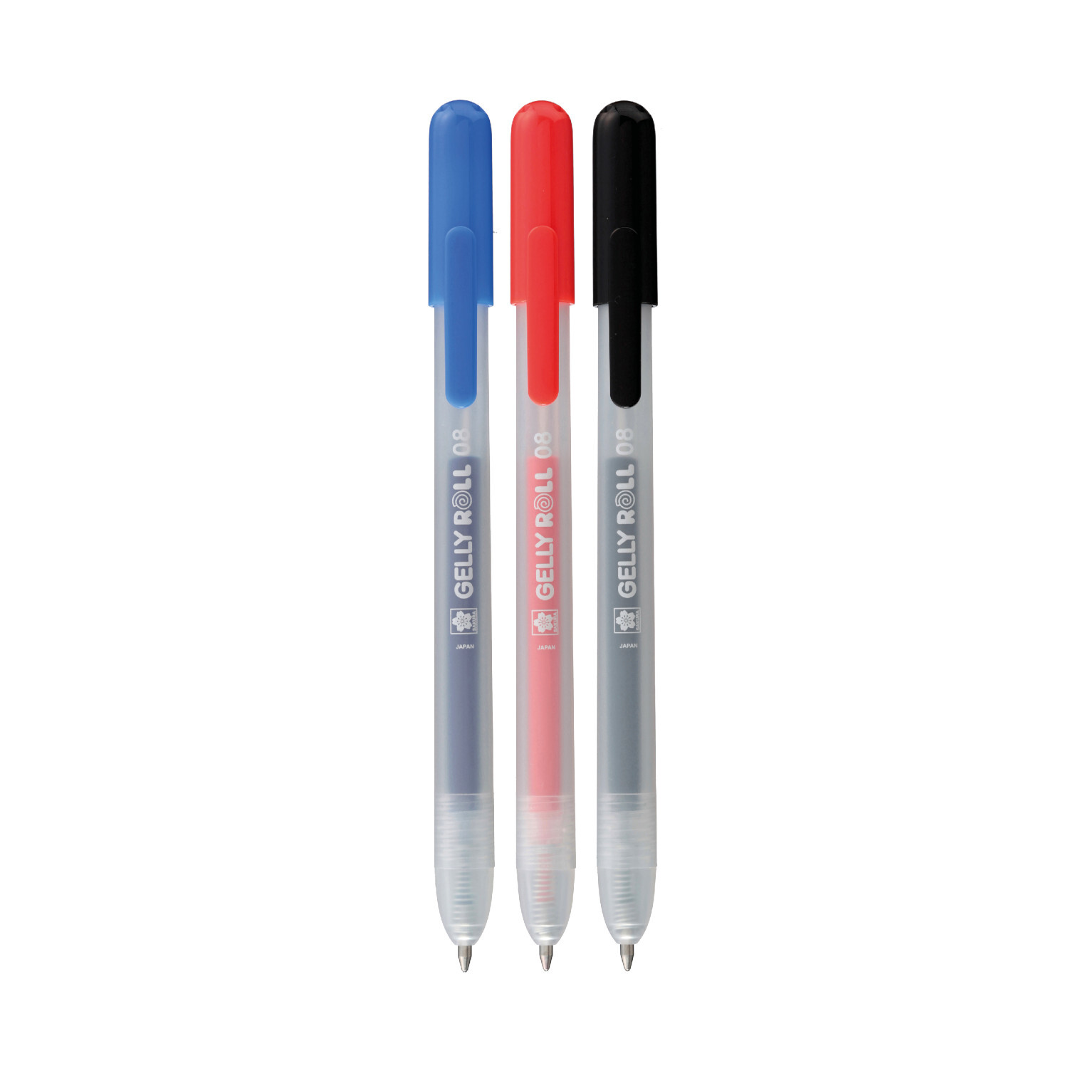 Gelly Roll Retractable Set Classic, 3 Stück, in Blau, Rot und Schwarz von SAKURA, ideal für präzises Schreiben.