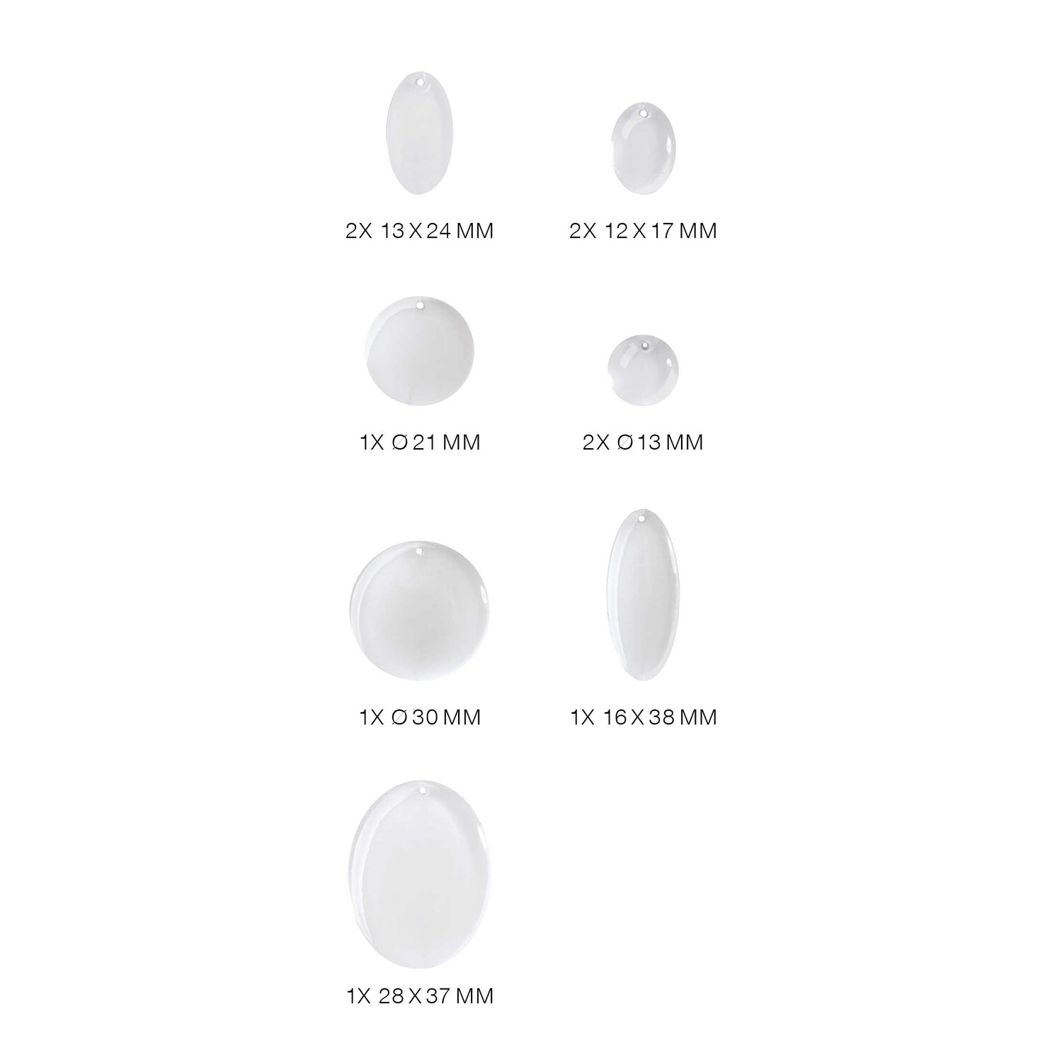 Silikon Gießform Anhänger rund, ideal für DIY-Projekte. Verschiedene Größen, transparent, von Rico Design. Perfekt für kreative Schmuckherstellung.