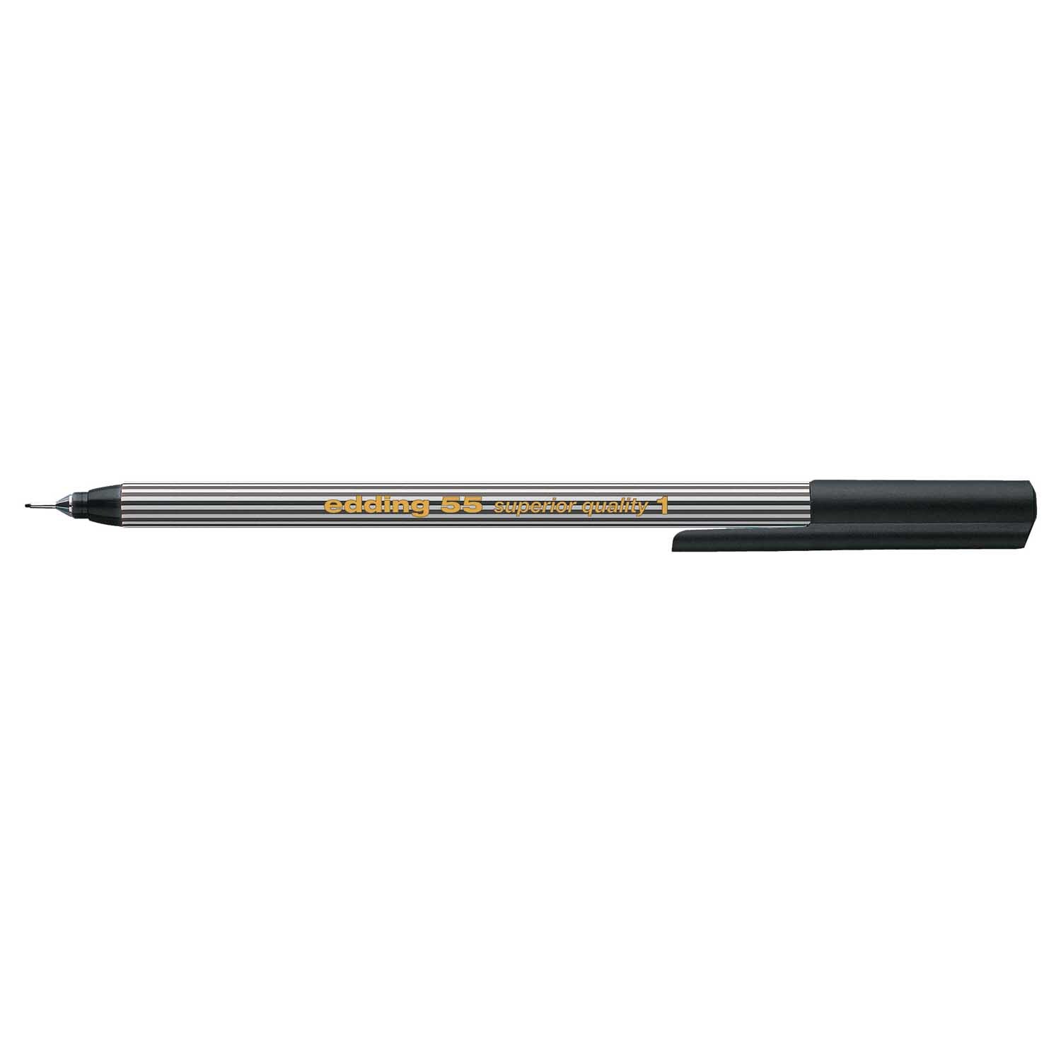 55 finepen schwarz 0,3mm von edding, schlanker Stift mit feiner Spitze, ideal für präzises Schreiben und Zeichnen.