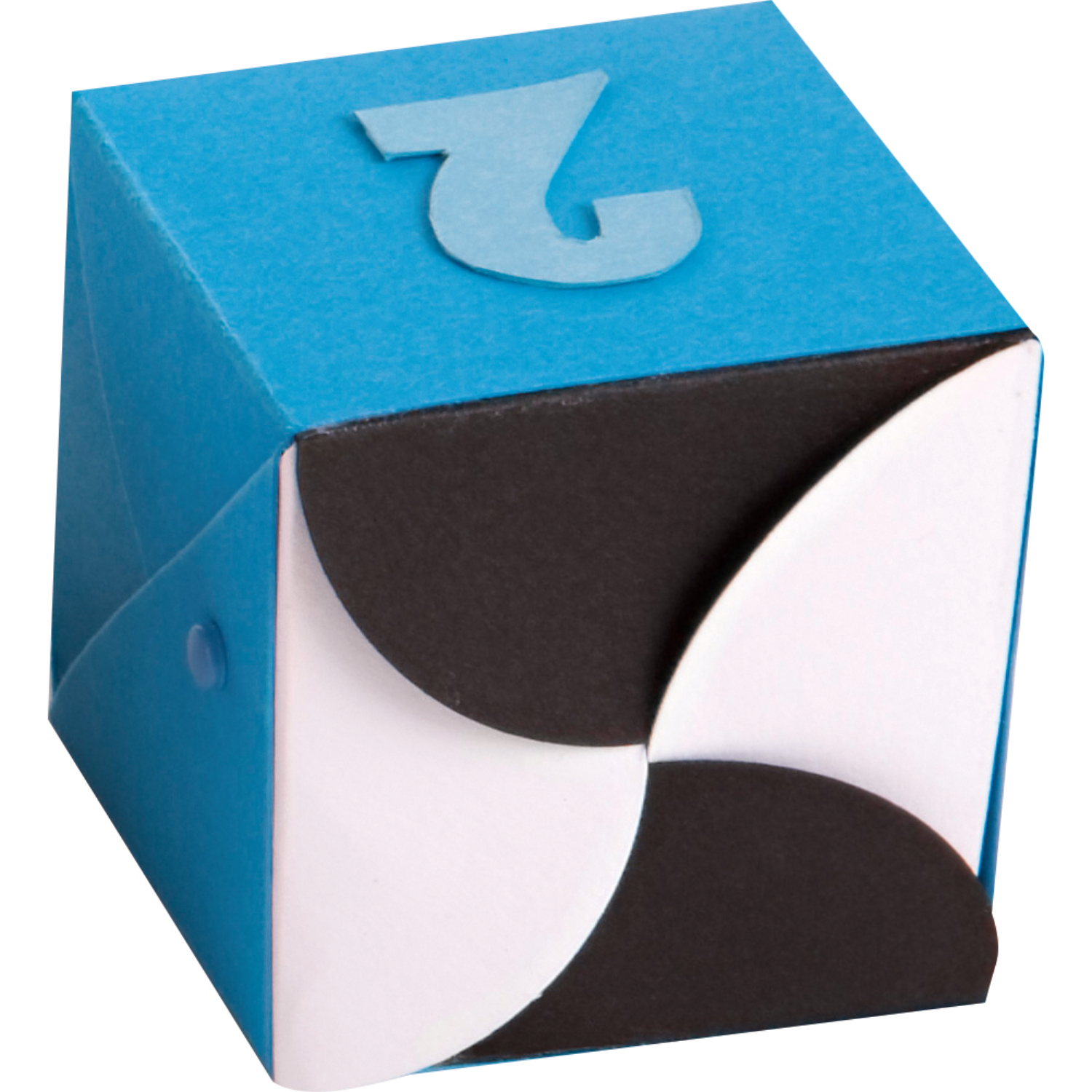 Folia Fotokartonblock, DIN A3, 300g/m², 10 Blatt. Abgebildet ist ein bunter Würfel aus Karton.