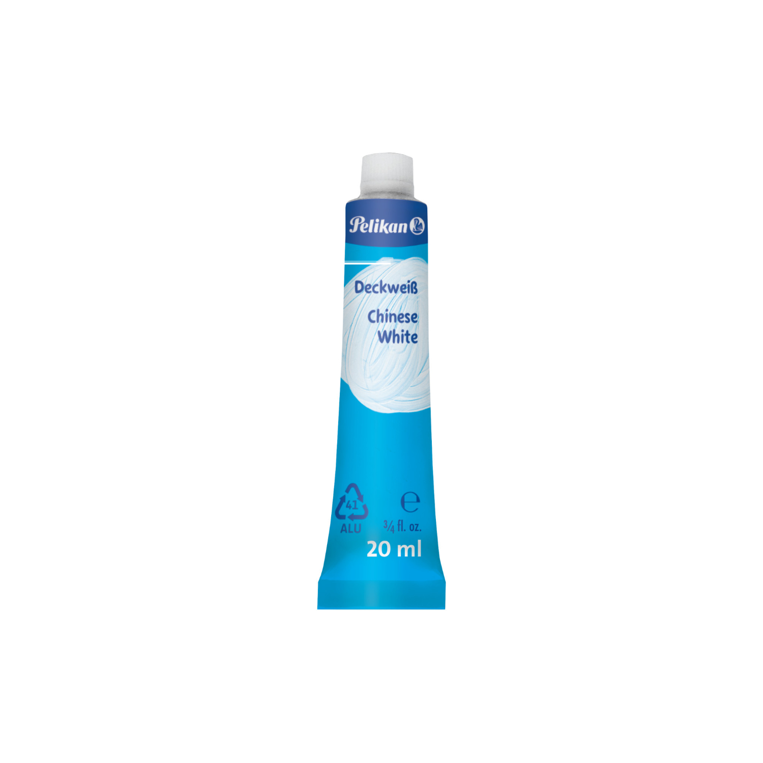 Deckweiss von Pelikan, 20ml, zeigt eine kleine Flasche mit weißer Farbe, ideal für präzises Malen.