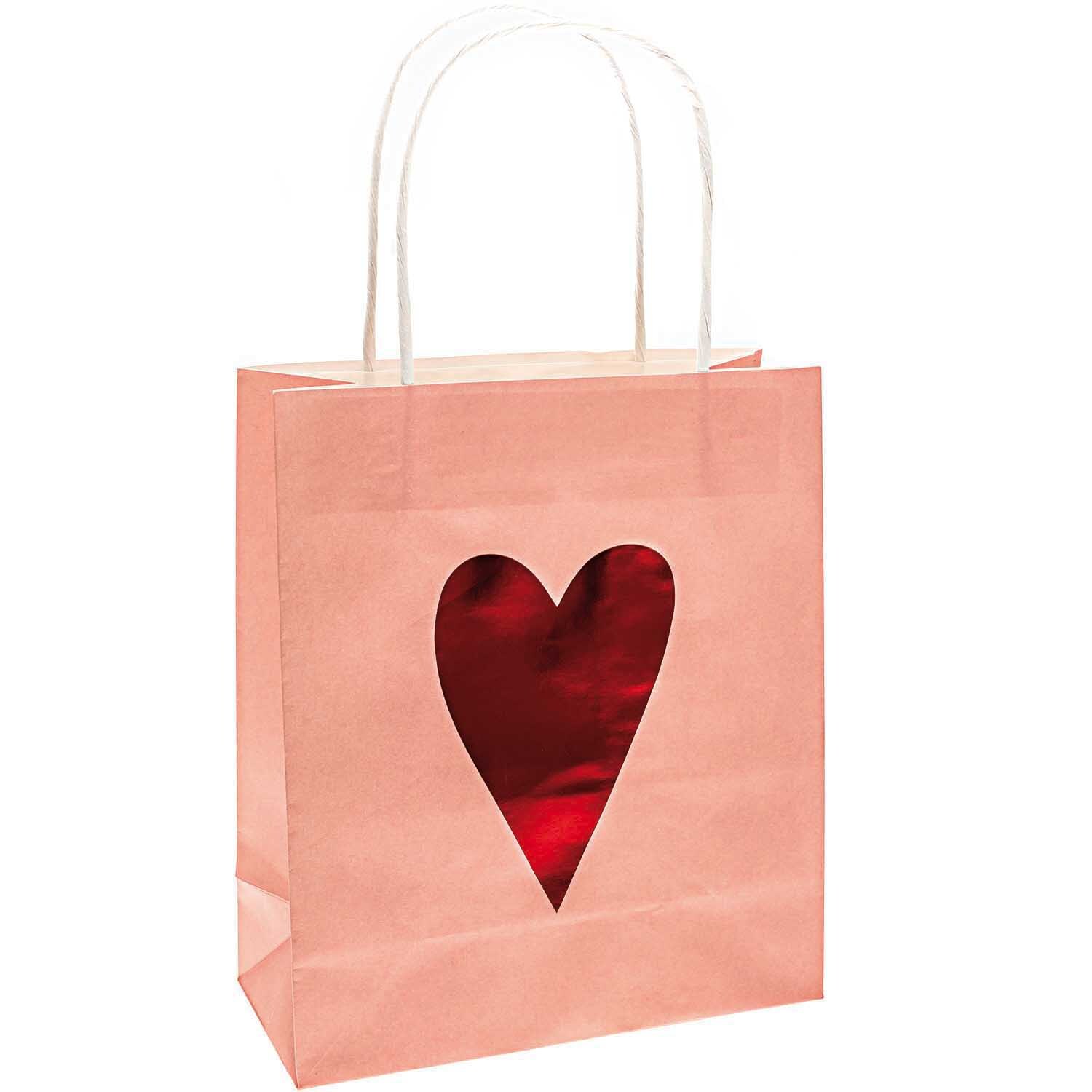 Paper Poetry Papiertüten It must be love mit Herzmotiv in Rosa und Rot, 2 Stück, ideal für Geschenke.