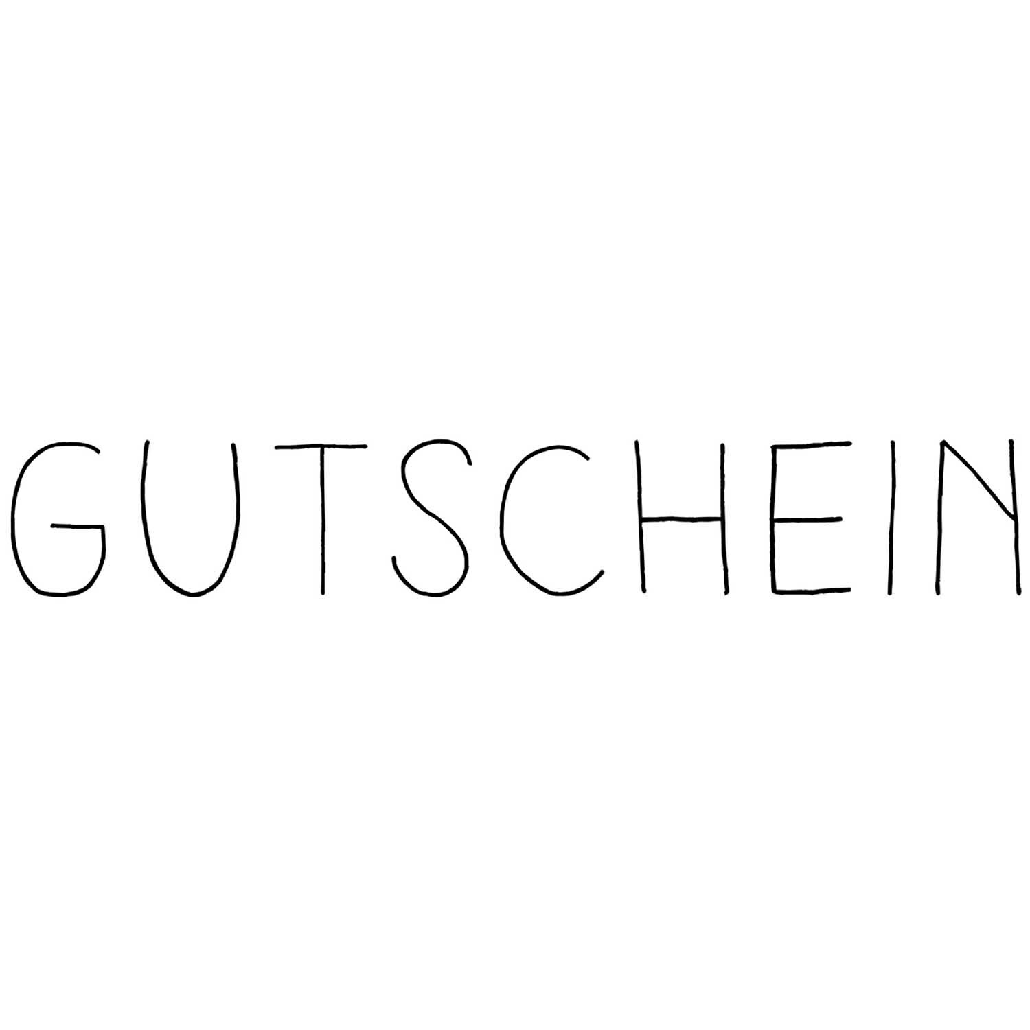 Stempel Gutschein 7,5x2cm von Rico Design zeigt das Wort "Gutschein" in klarer, schwarzer Schrift.