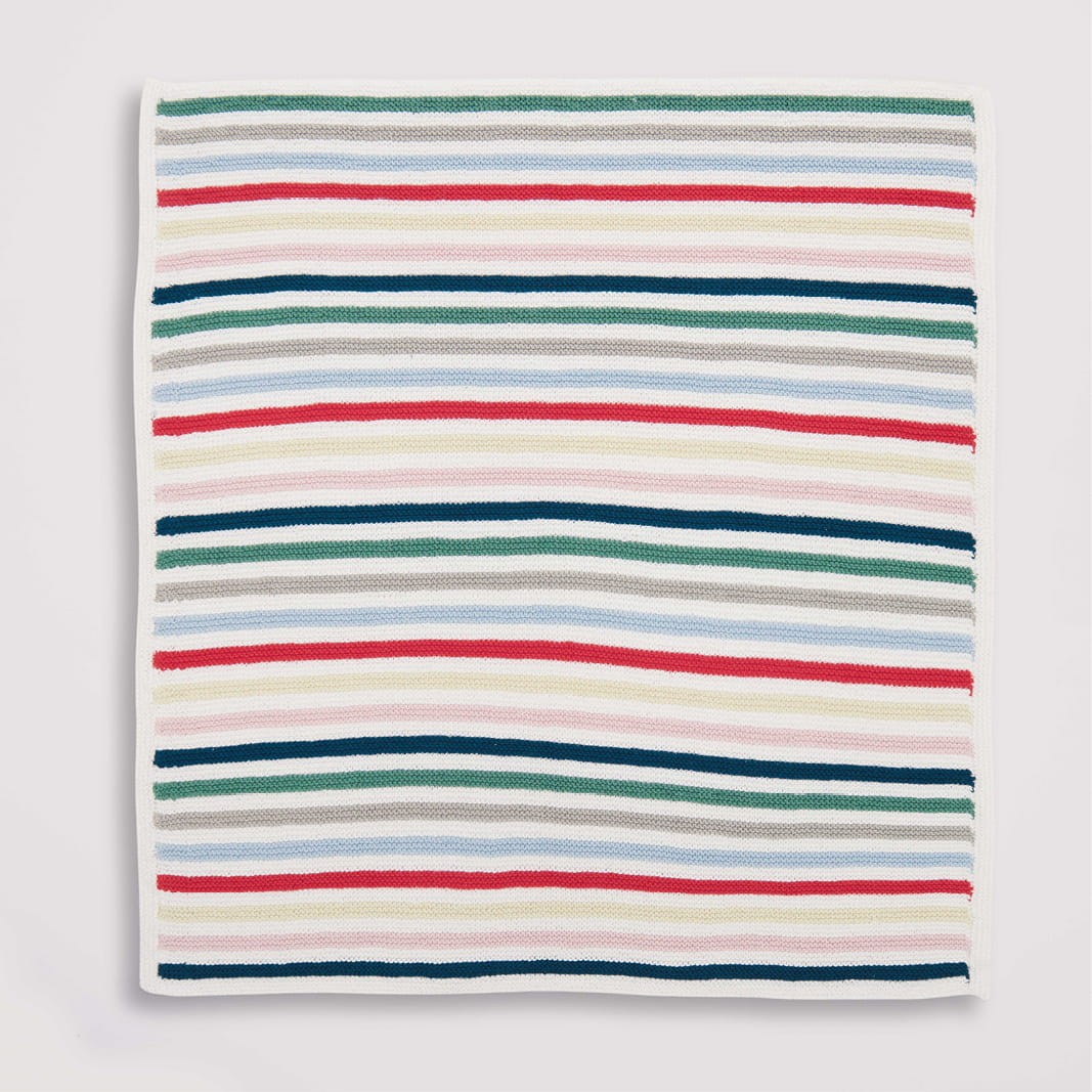 Gestrickte Babydecke bunt gestreift: Modell 18 aus dem Heft Rico Baby 039