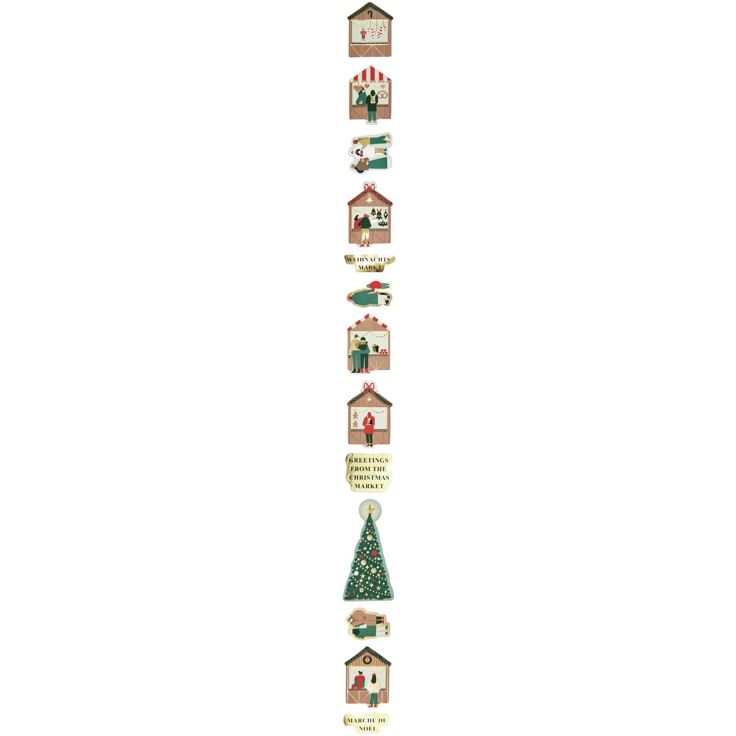 Paper Poetry Mini-Sticker Weihnachtsmarkt auf der Rolle, 120-teilig. Bunte Motive mit Weihnachtsmarkt-Themen, ideal für kreative Dekorationen.