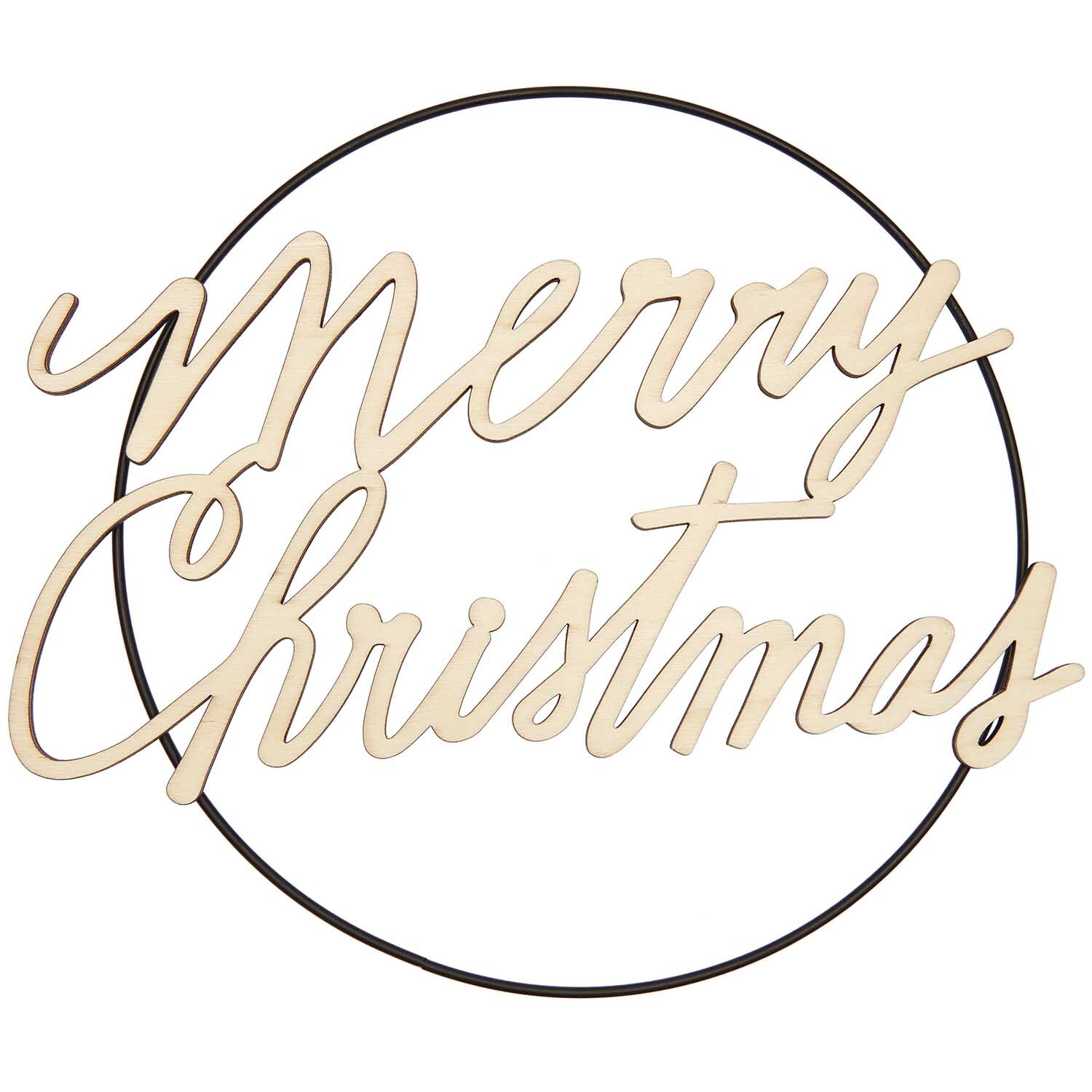 Holzschriftzug "Merry Christmas" in Kreisform, magnetisch, von Rico Design, ideal für festliche Dekorationen.