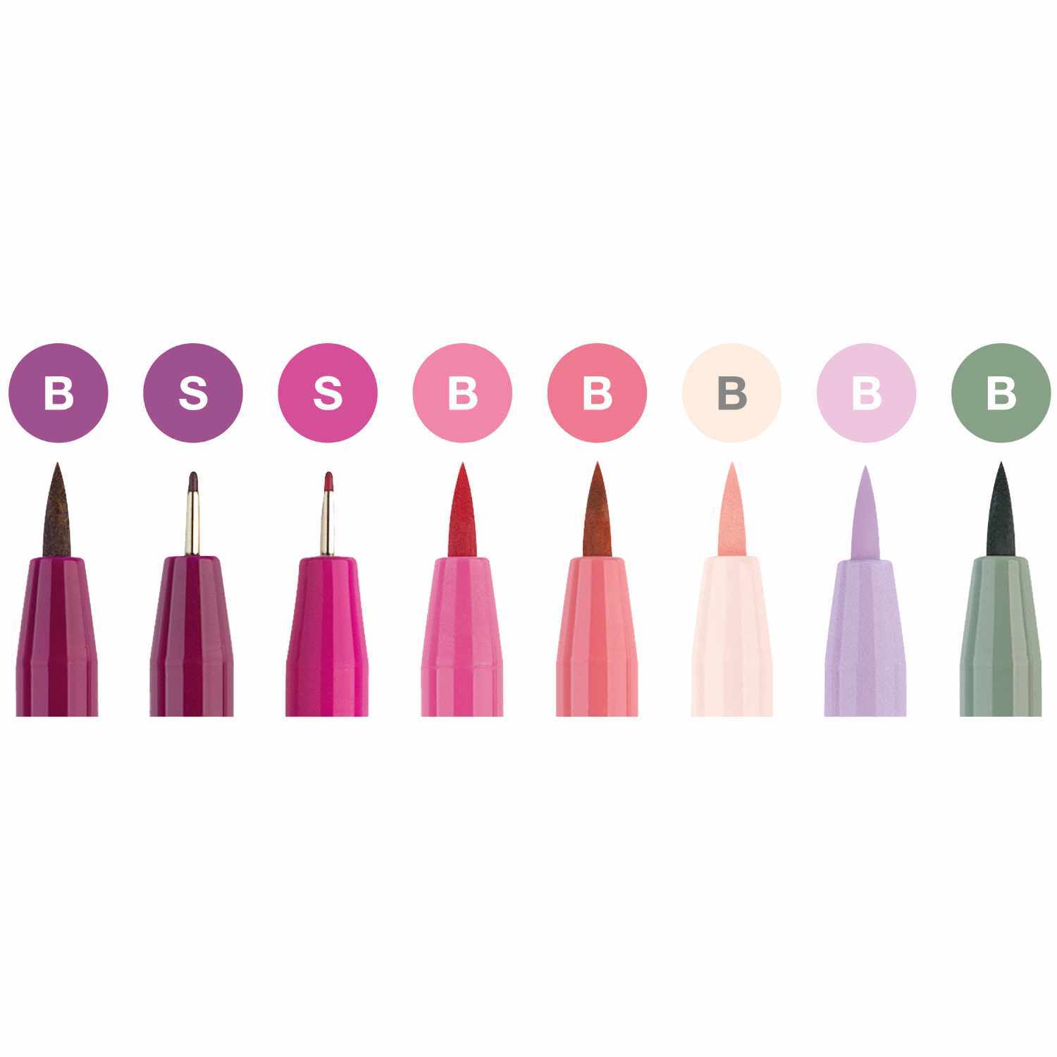 Tuschestift Pitt Artist Pen Handlettering Rosatöne 8 Stück von Faber-Castell 