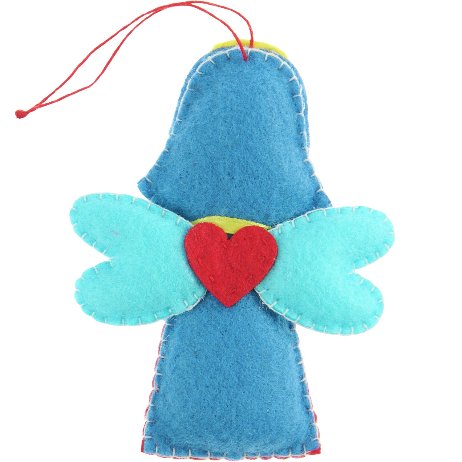 Aufhänger Filz-Engel mit Herz in Blau und Rot, von Rico Design, 10,5x8x1,7cm, ideal für Dekoration.