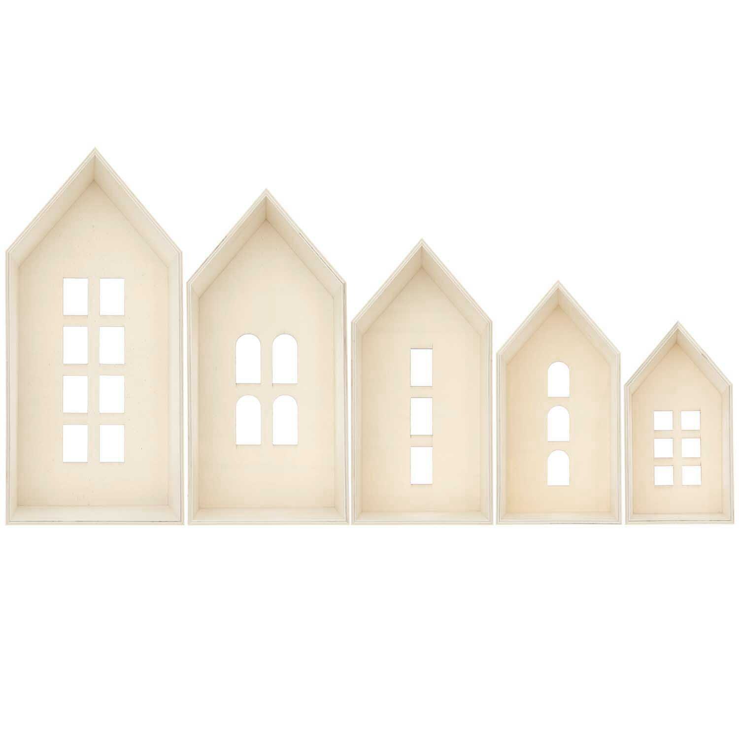 Holz-Deko-Häuser aus Holz mit Fenster von Rico Design