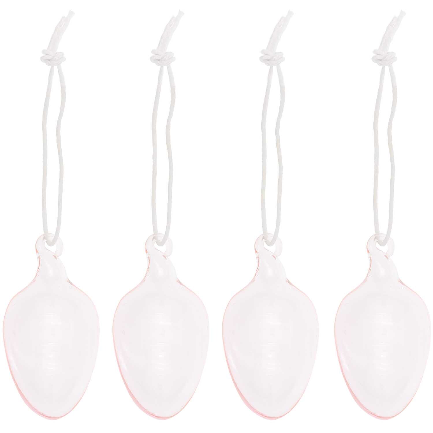 Glas Eier transparent-rosa 4 Stück Ø 3cm, dekorative Hängedekoration von Rico Design. Ideal für festliche Anlässe.