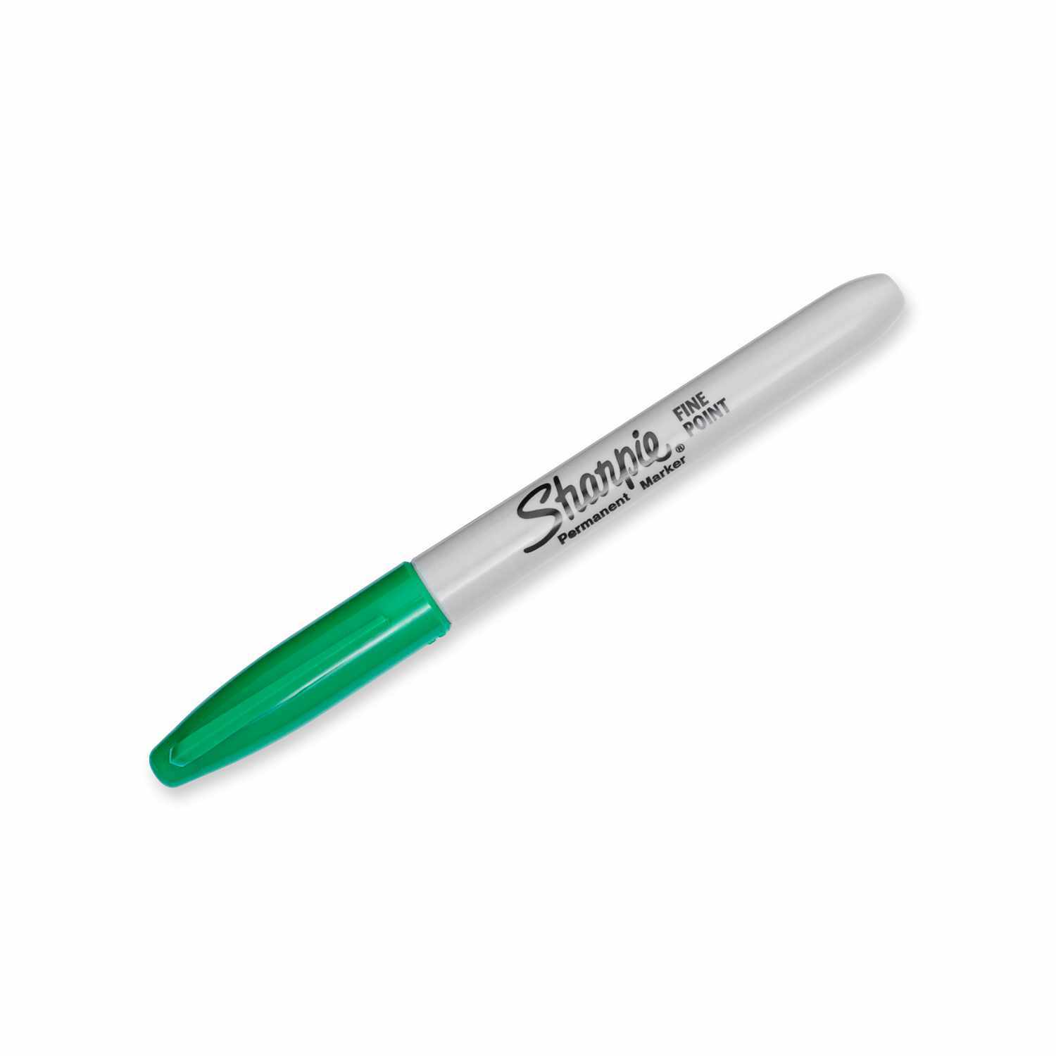Permanentmarker 0,9mm von Sharpie mit grüner Kappe, ideal für präzises Schreiben und Markieren.
