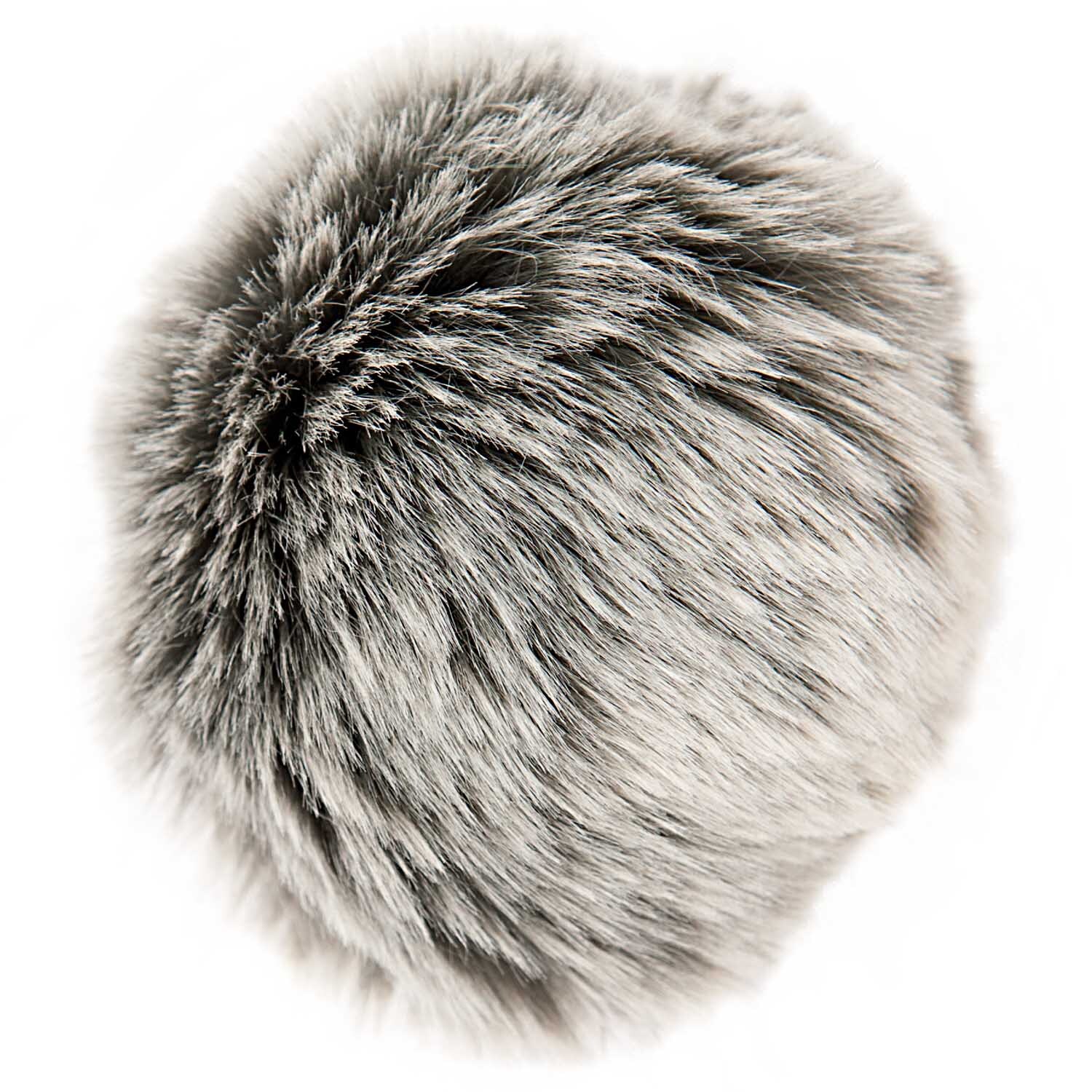 Kunstfellbommel Premium grau-silber 10cm von Rico Design, flauschig und rund, ideal für Mützen und Accessoires.