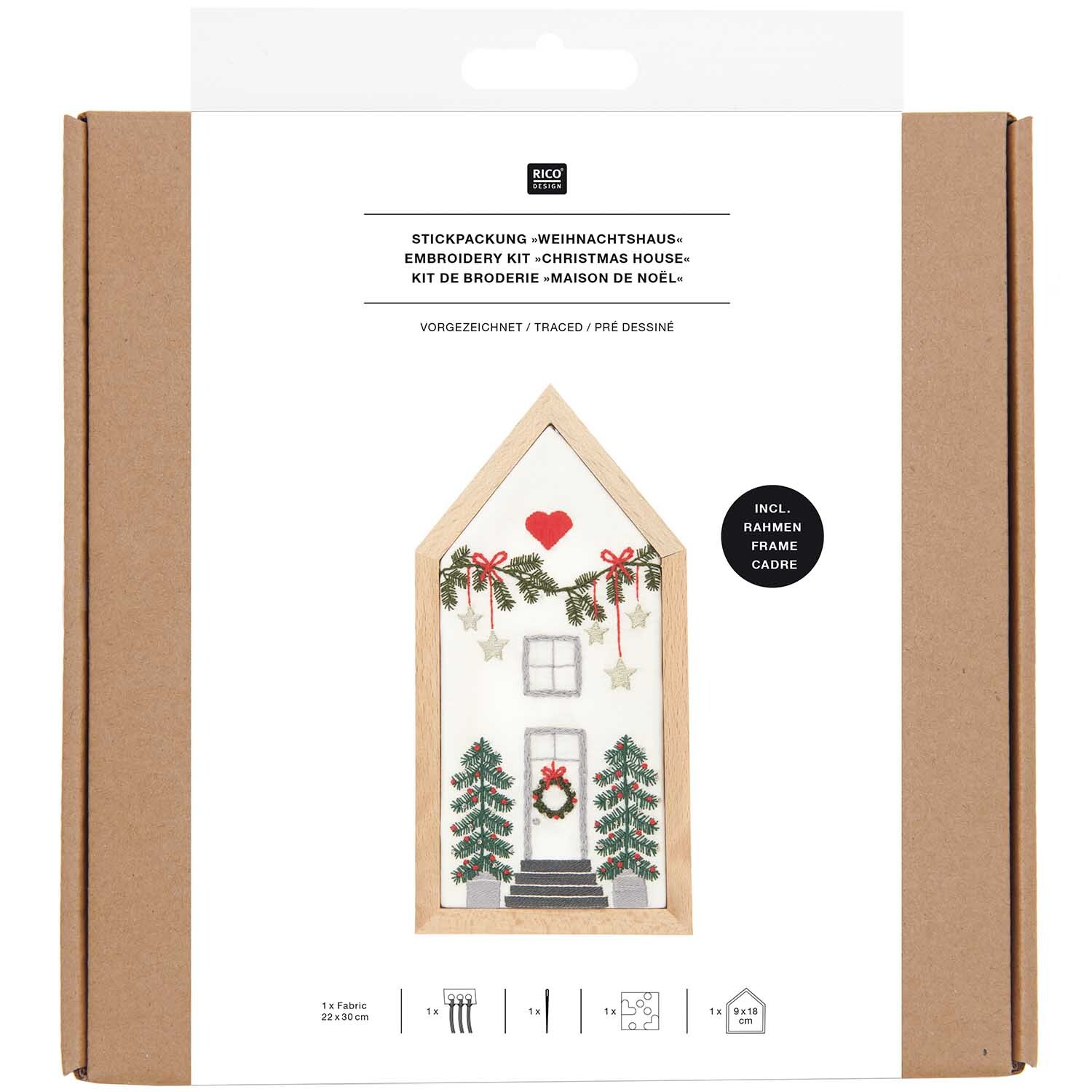 Stickpackung Haus klein vorgezeichnet 9x18cm von Rico Design