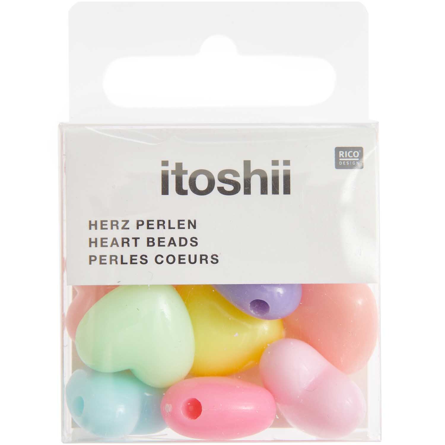 itoshii Herz Perlen pastell 18x16x9mm 10 Stück von Rico Design