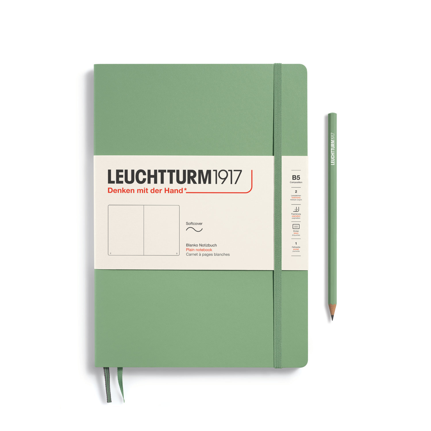 Notizbuch Composition blanko Softcover B5 in Salbei von LEUCHTTURM1917 mit passendem Stift.