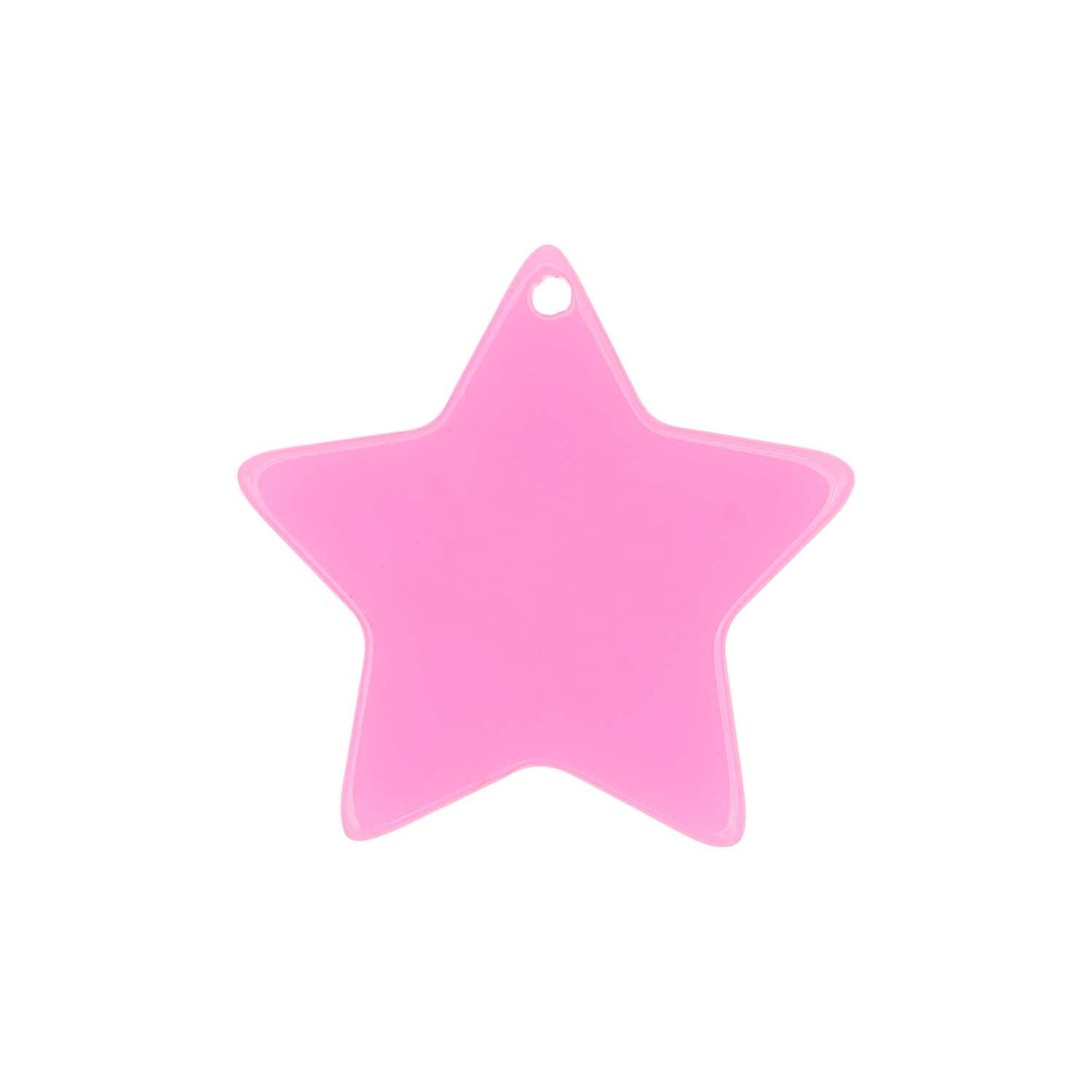 itoshii Stern Scheibe in leuchtendem Neon Pink von Rico Design, sternförmig mit Loch zum Aufhängen. Ideal für kreative Projekte.