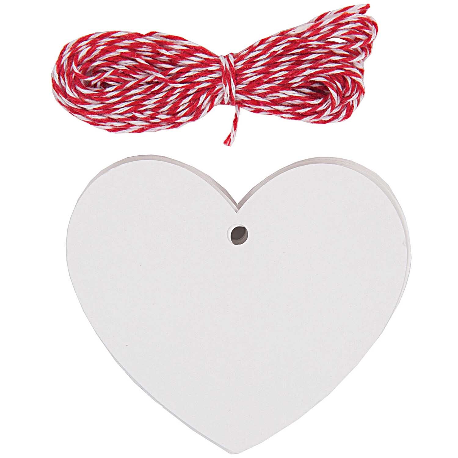 Paper Poetry Geschenkanhänger in Herzform mit rotem Band, ideal für kreative Geschenkverpackungen.