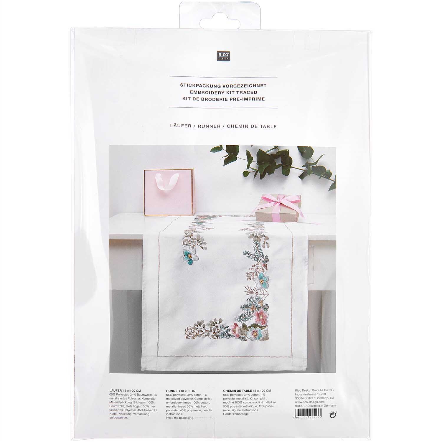 Stickpackung Läufer Christrosen 45x100cm von Rico Design