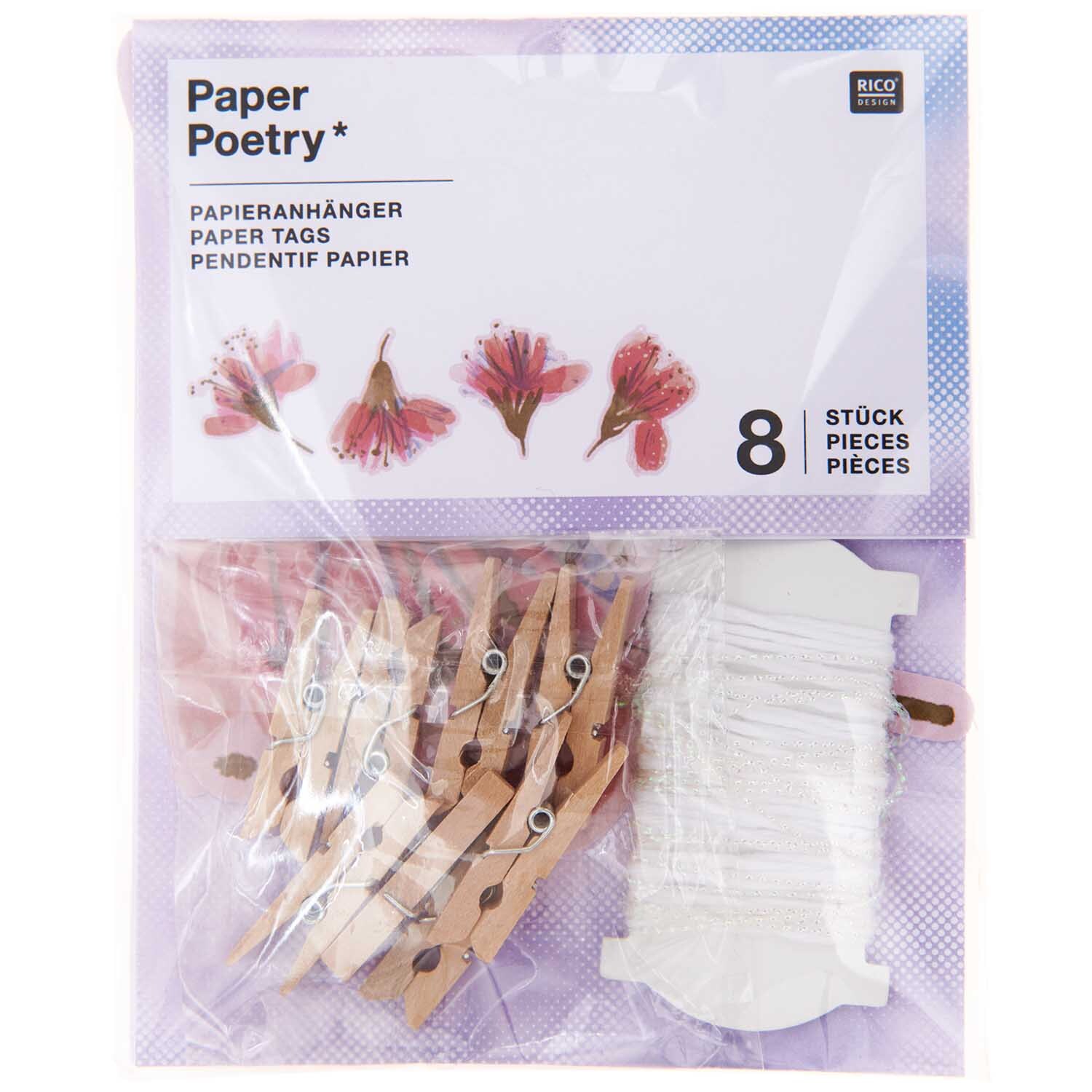 Paper Poetry Papieranhänger Kirschblüten 8 Stück von Rico Design