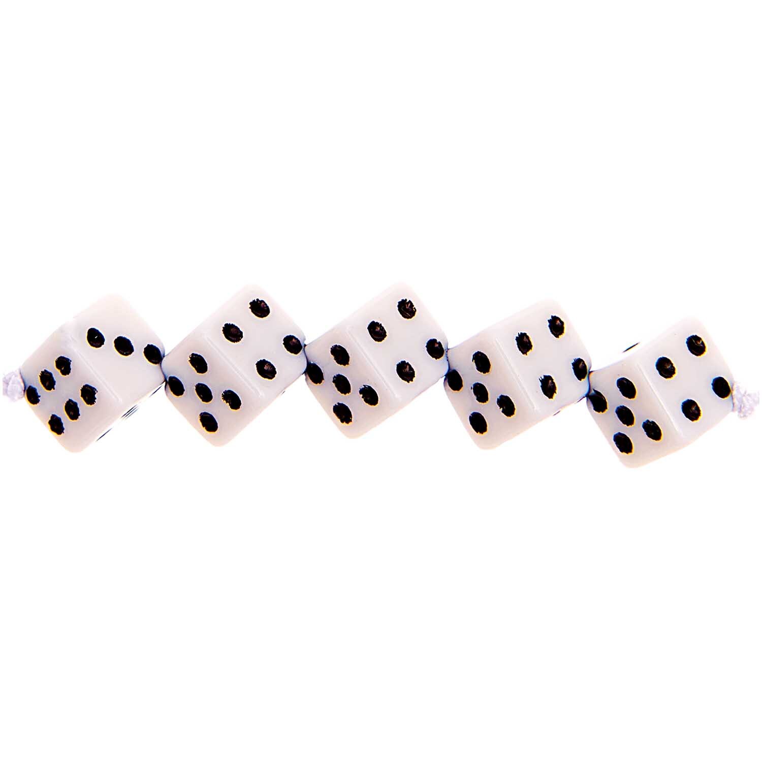 itoshii Perlen Würfel 6mm 96 Stück, weiße Würfelperlen mit schwarzen Punkten, ideal für Schmuckdesign. Marke: Rico Design.