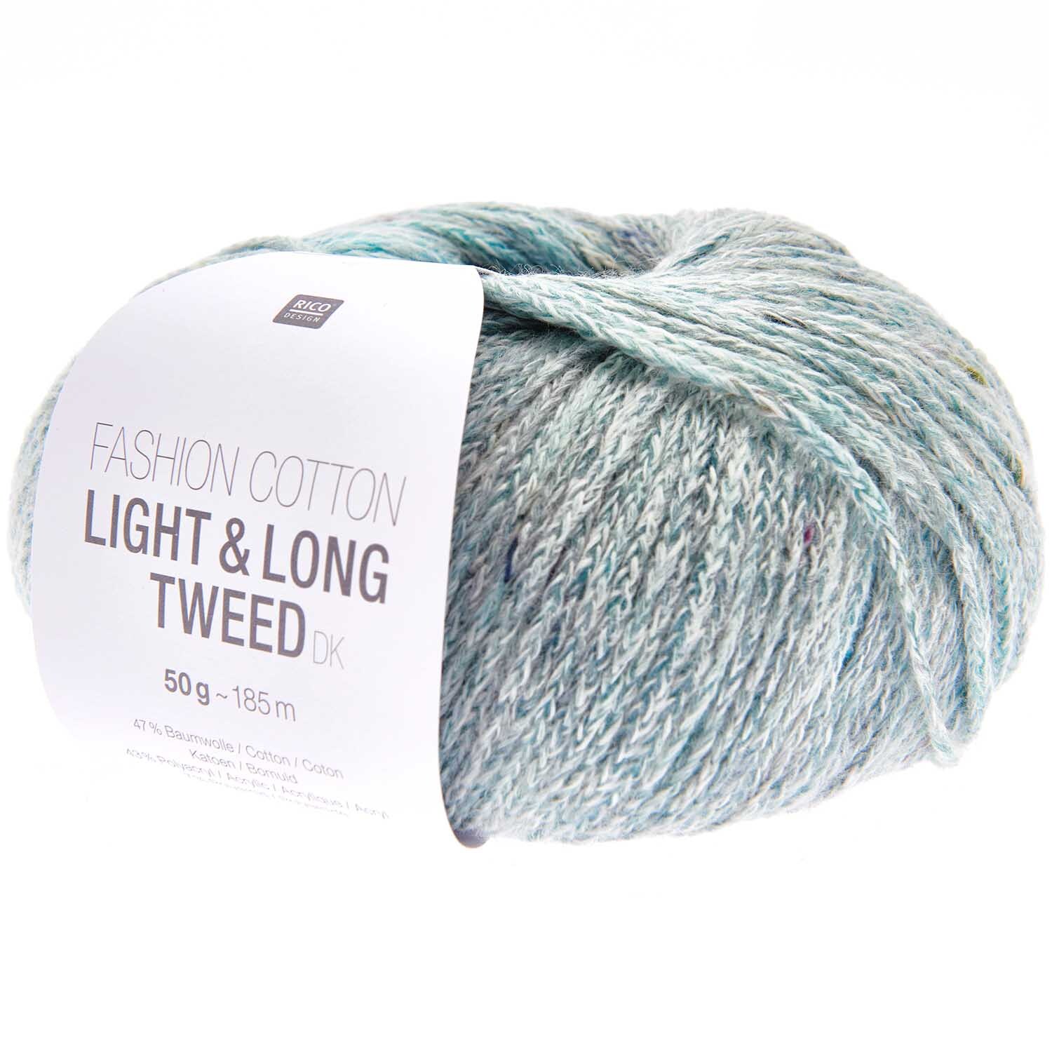 Fashion Cotton Light & Long Tweed dk von Rico Design in Smaragd, 50g Knäuel, 185m Länge.