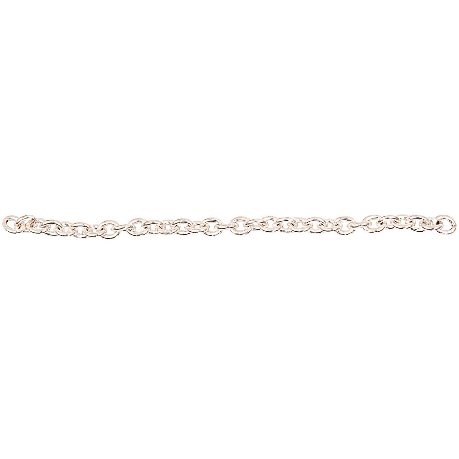 Gliederkette silber 3-4mm 1m von Rico Design, zeigt eine feine, silberne Kette in Nahaufnahme.