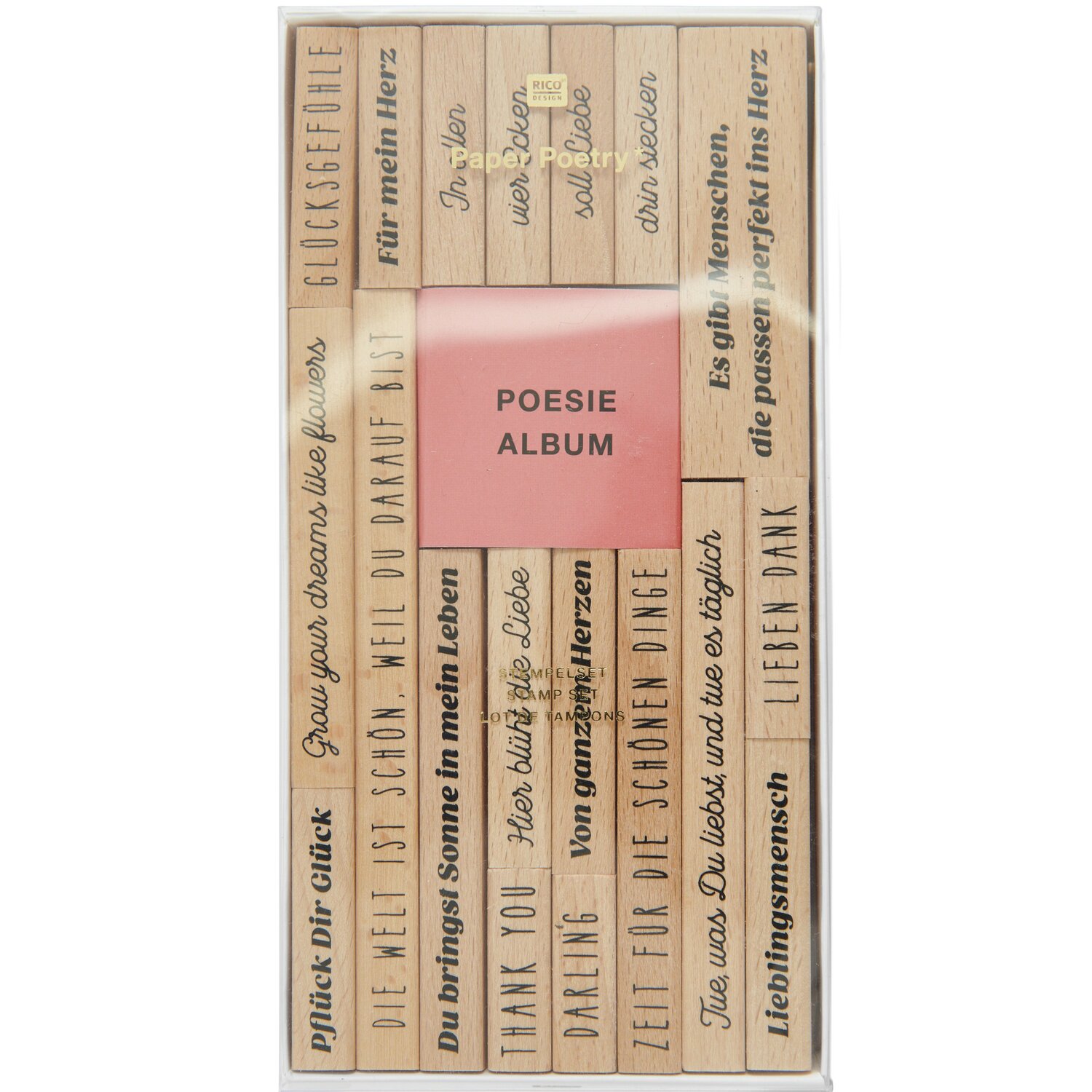 Paper Poetry Stempelset La Vie en Rose Poesiealbum 20-teilig von Rico Design