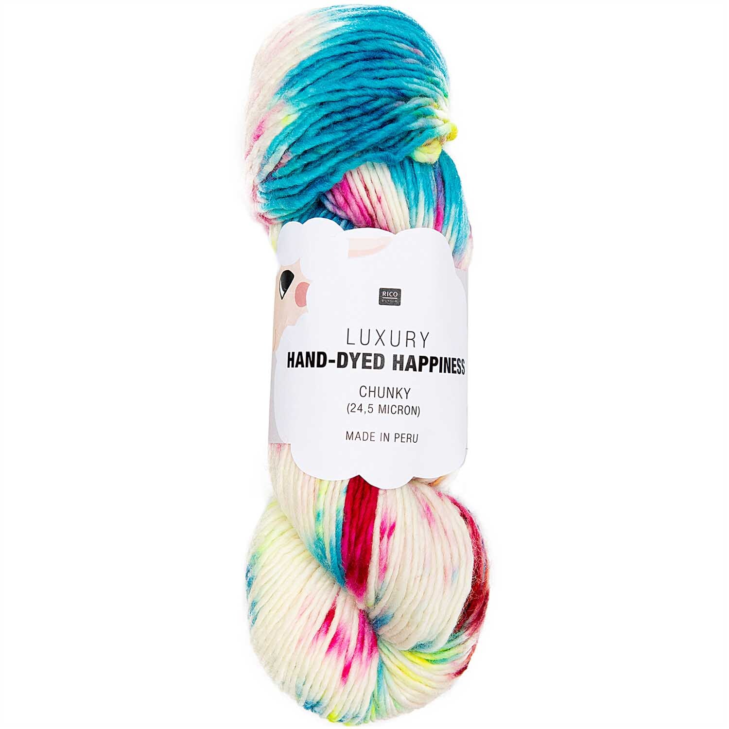 Luxury Hand-Dyed Happiness chunky: Handgefärbtes Garn in lebendigen Farben von Rico Design, 100g, 170m.
