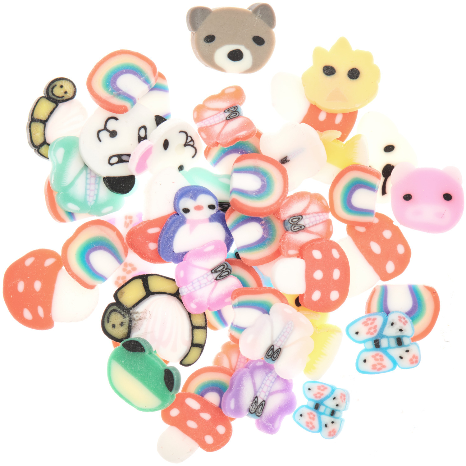 Füllmaterial für Resin Tiere zeigt bunte Pilze und Regenbogen von Rico Design, ideal für kreative Projekte.