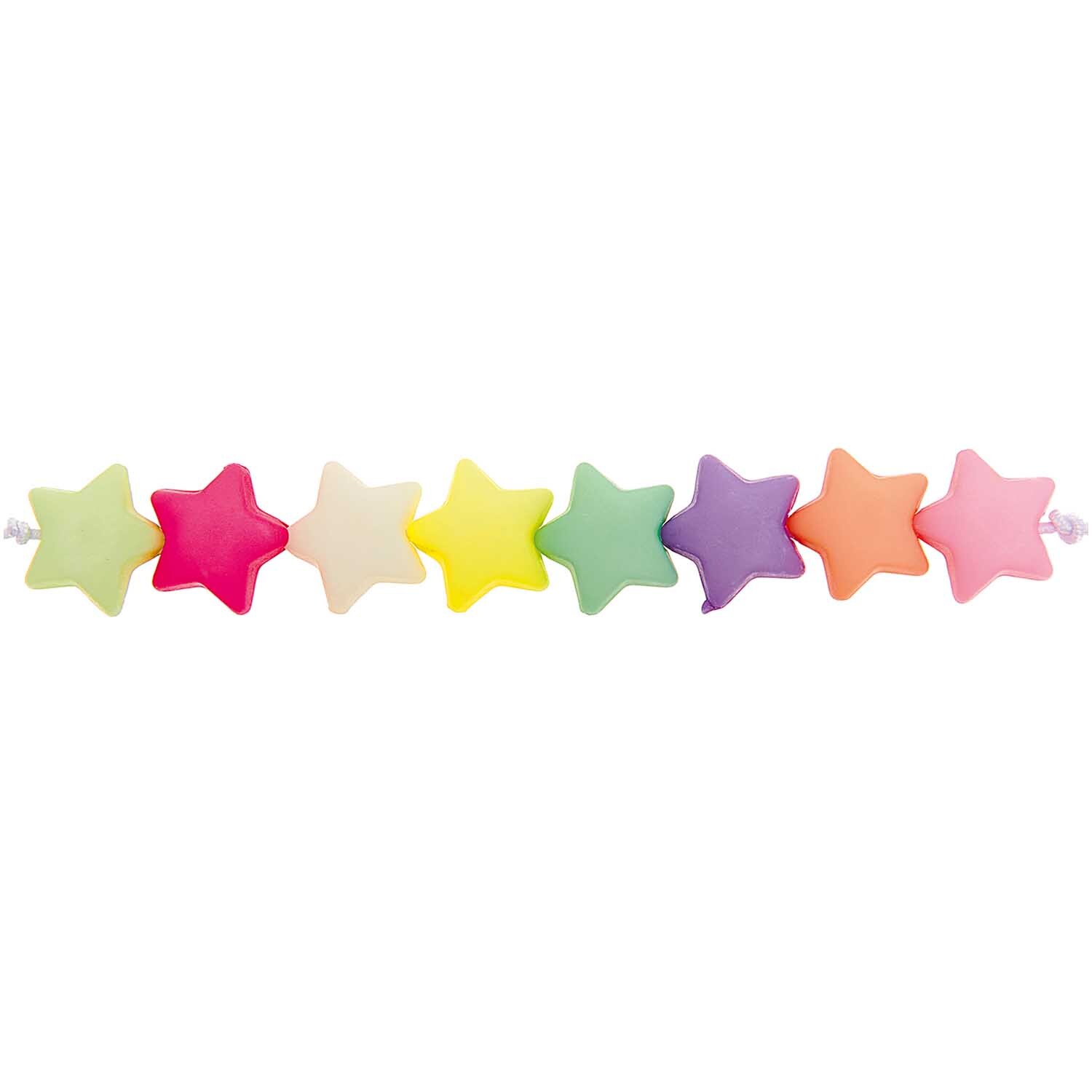itoshii Stern Perlen in Pastellfarben, 11x6mm, 40 Stück. Bunte Sternperlen von Rico Design aufgereiht.