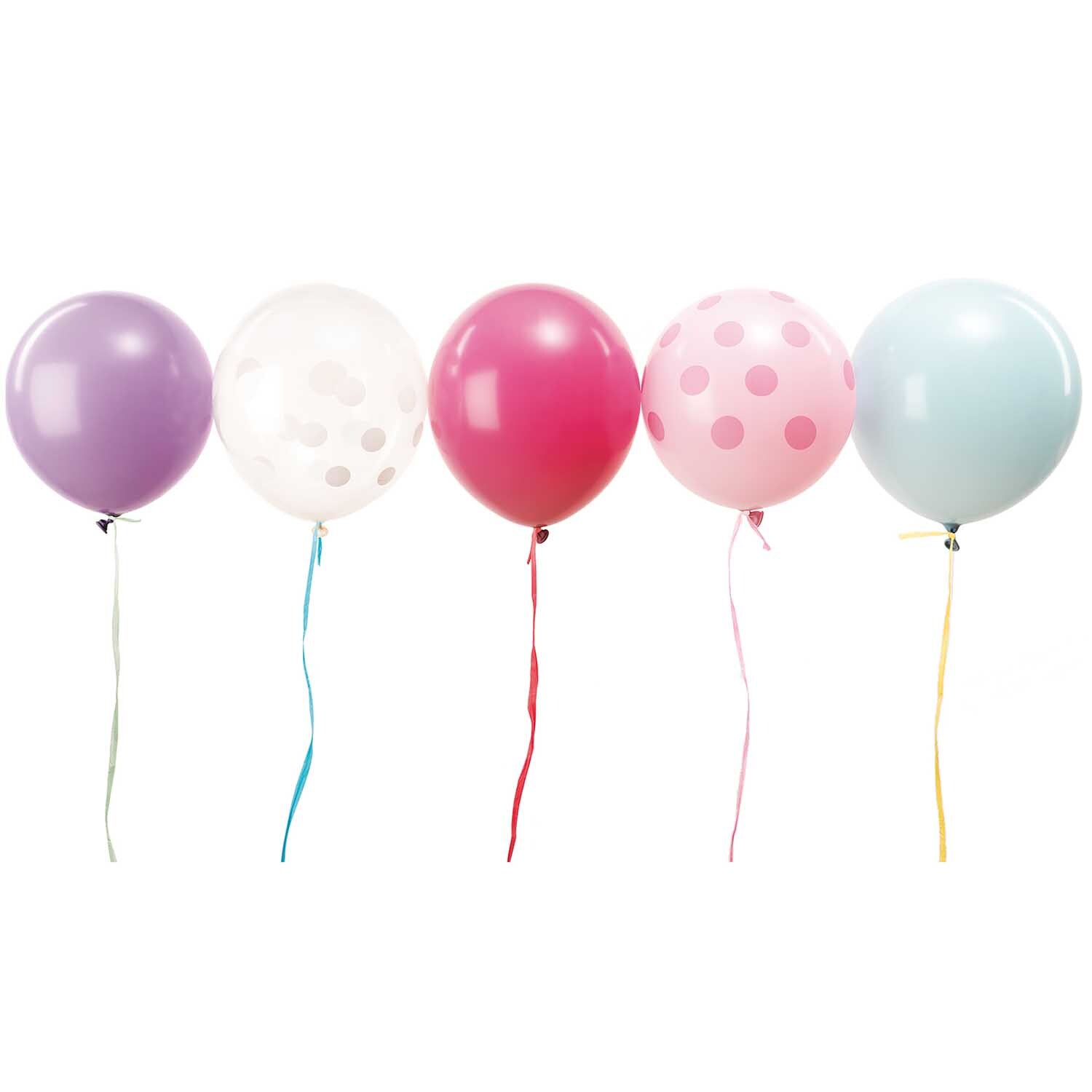 Luftballon Mix pastell 30cm 12 Stück von Rico Design: Fünf bunte Ballons in Pastelltönen.
