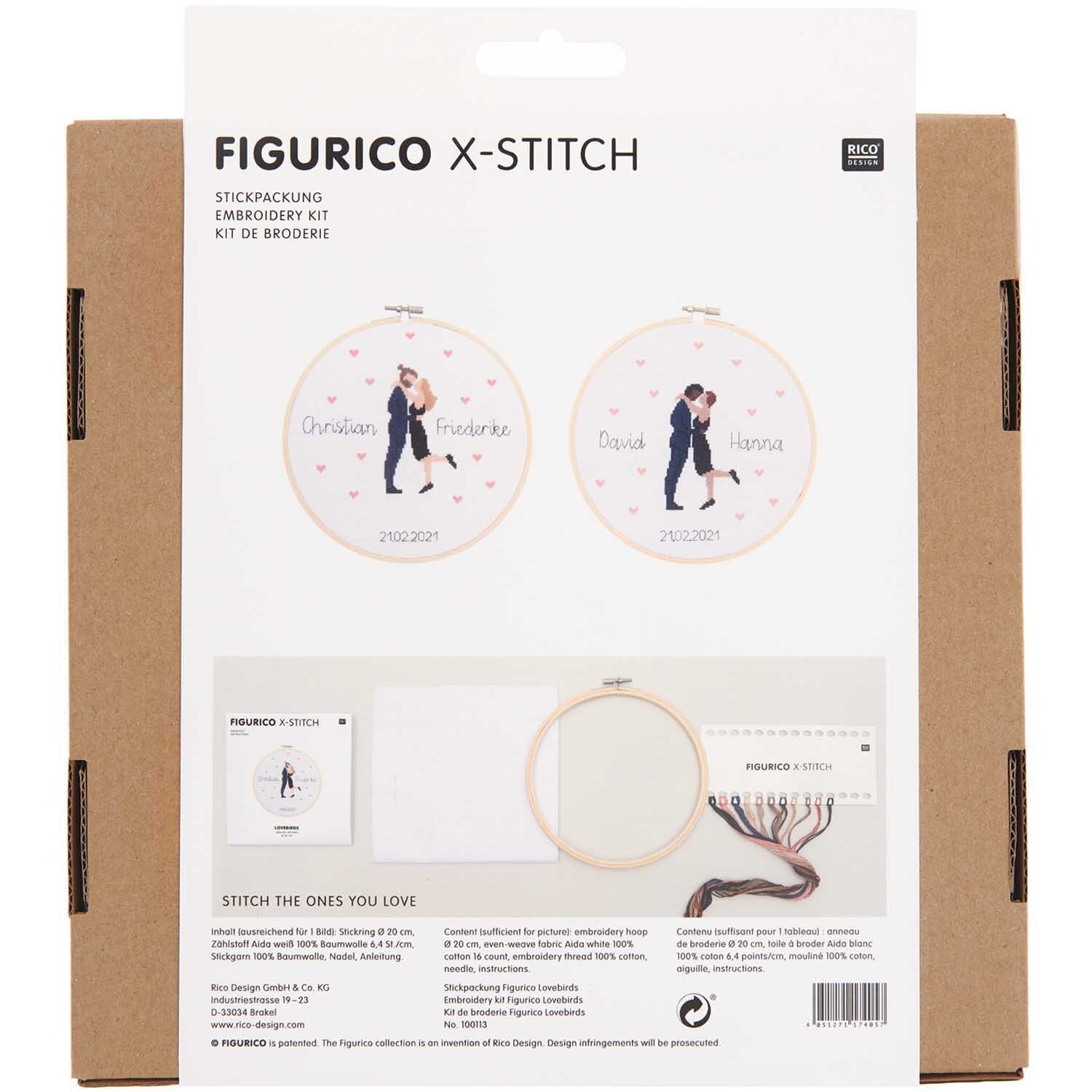 Figurico Stickpackung Lovebirds 20cm von Rico Design