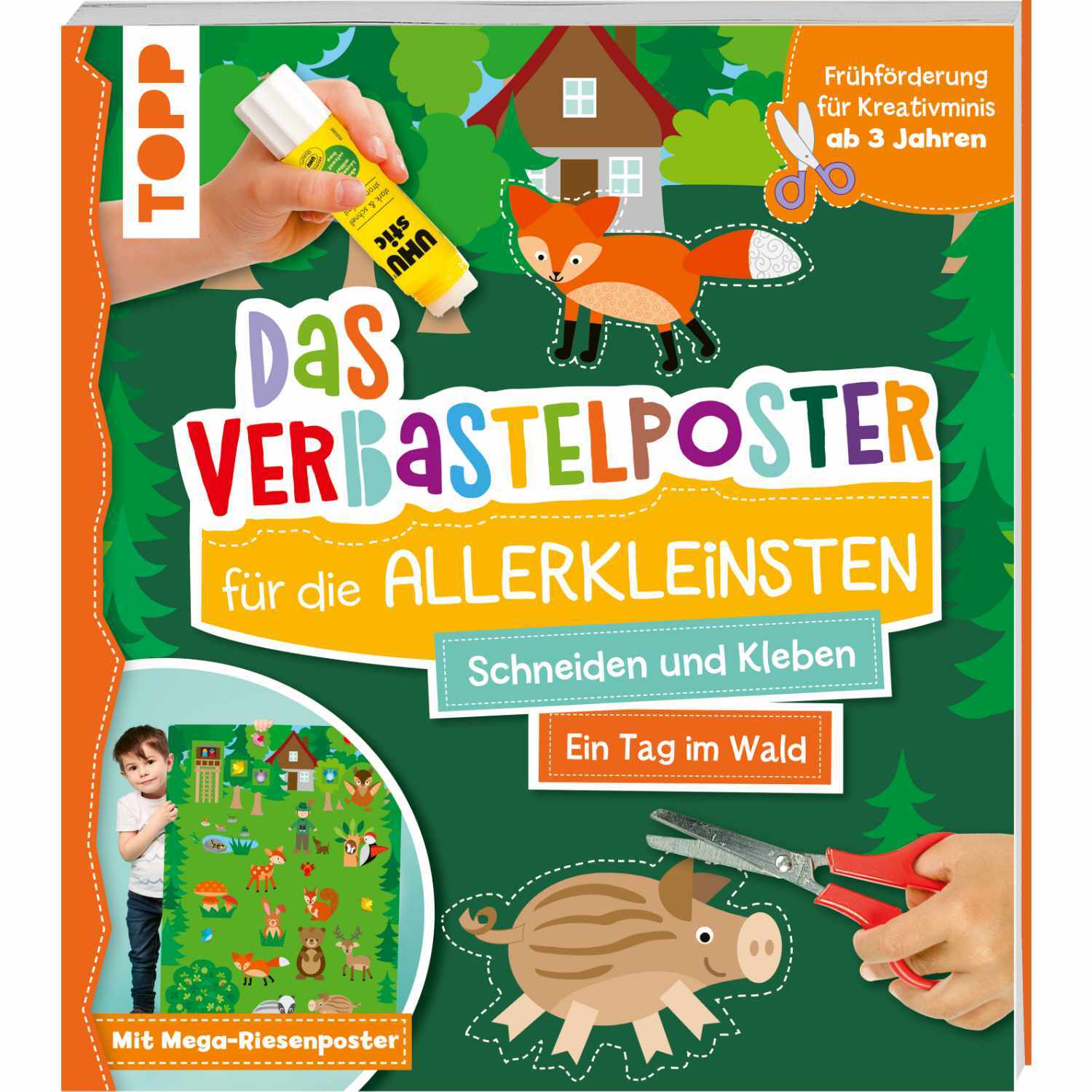 Verbastelbuch Wald: Buntes Bastelbuch von TOPP mit Waldmotiven, ideal für kreative Kinder ab 3 Jahren.