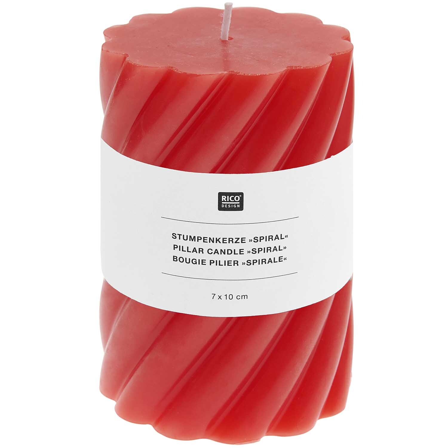 Stumpenkerze Spirale 7x10cm Farbe Rot von Rico Design