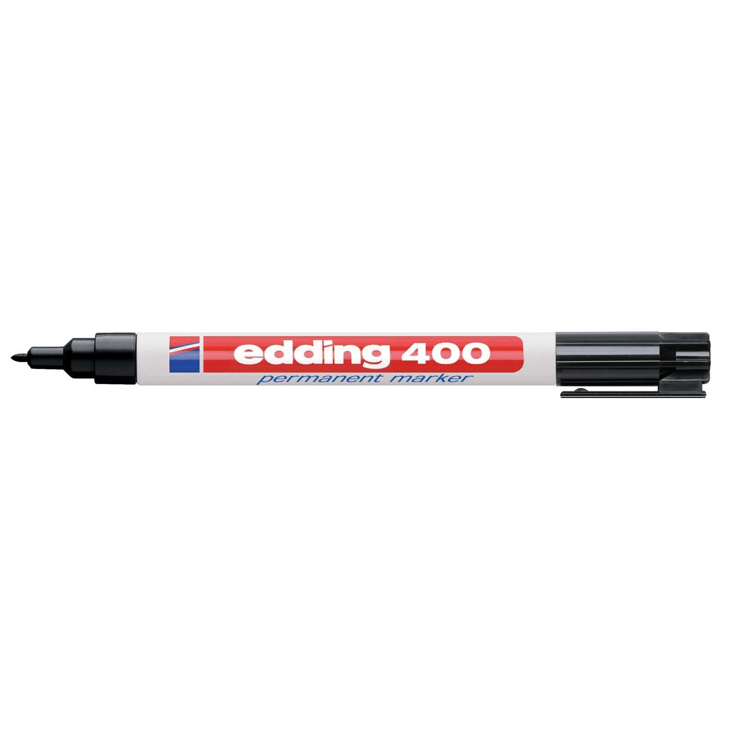 400 Permanentmarker mit 1mm Spitze, ideal für präzises Schreiben. Abgebildet in Schwarz von edding.