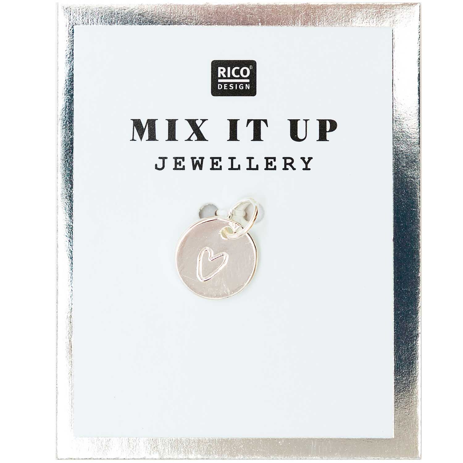 Mix it up - Jewellery Mini Scheibe Herz Umriss silber Ø 9mm von Rico Design