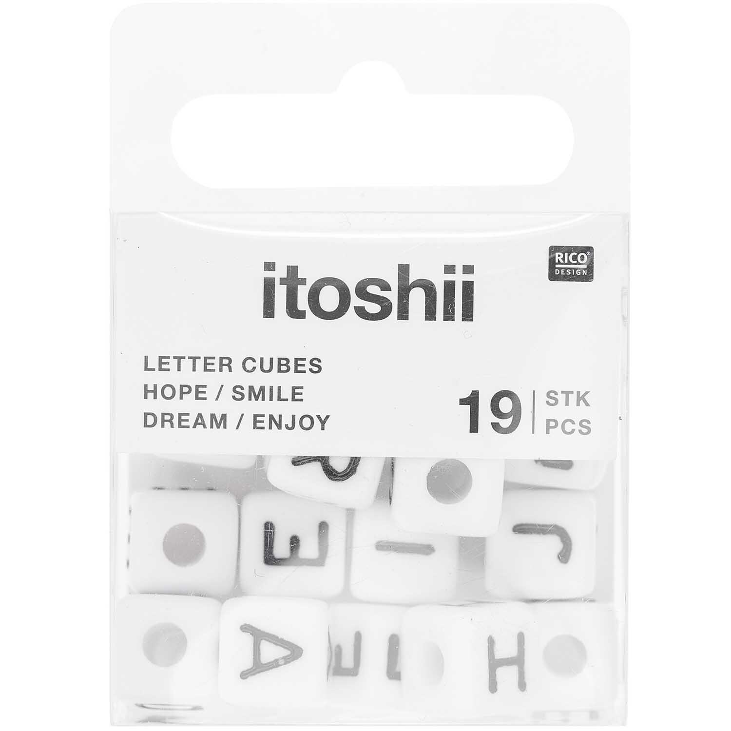 itoshii - Ponii Beads Würfelperlen Set 10x10x10mm 19 Stück Farbe Weiß von Rico Design