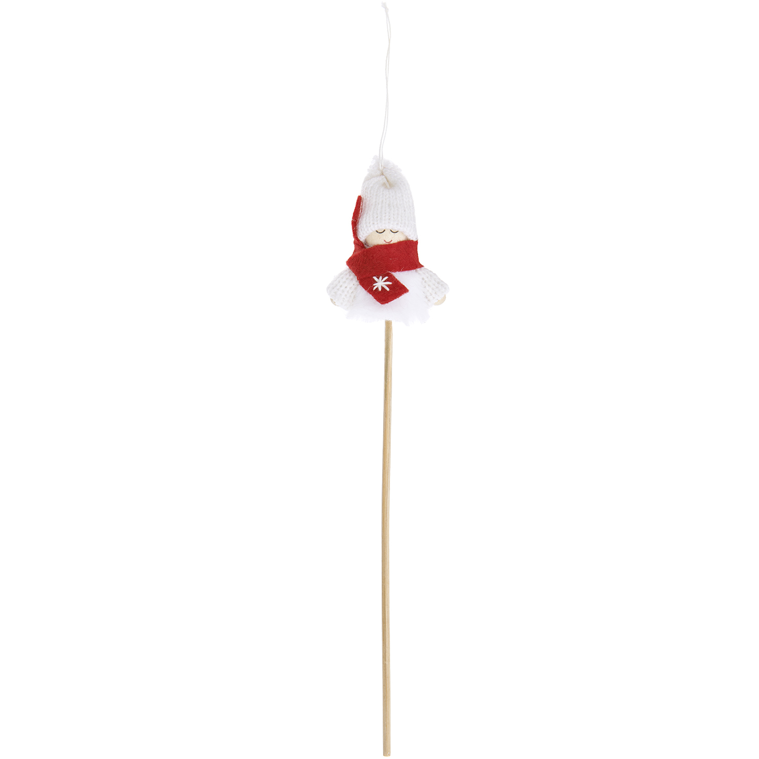 Deko-Stecker Wichtel mit Schal in Weiß und Rot von Rico Design, ideal für festliche Dekorationen.