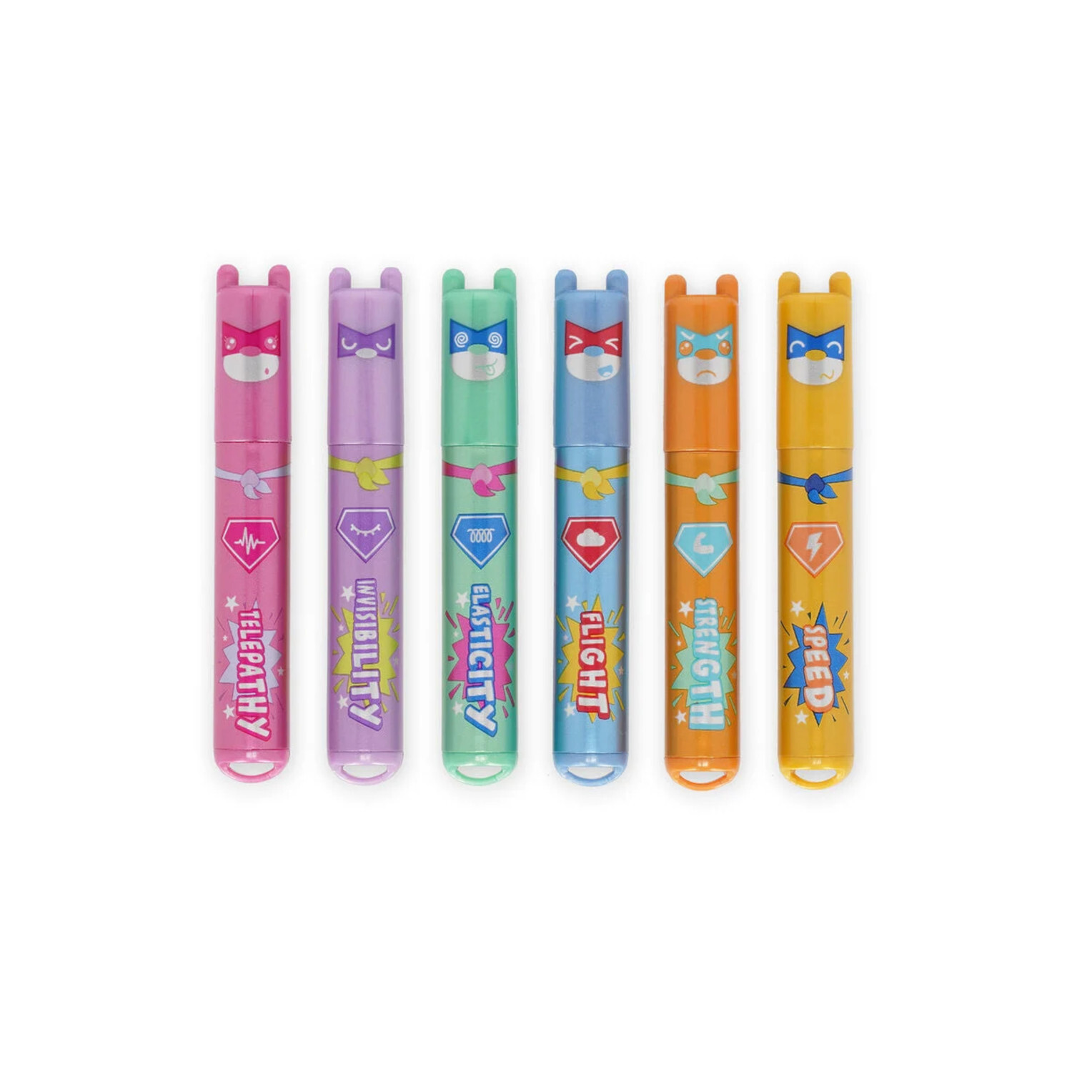 Textmarker Set Teddy's Superpower, 6-teilig, in bunten Farben mit niedlichen Superhelden-Motiven. Ideal für Schule und Büro.