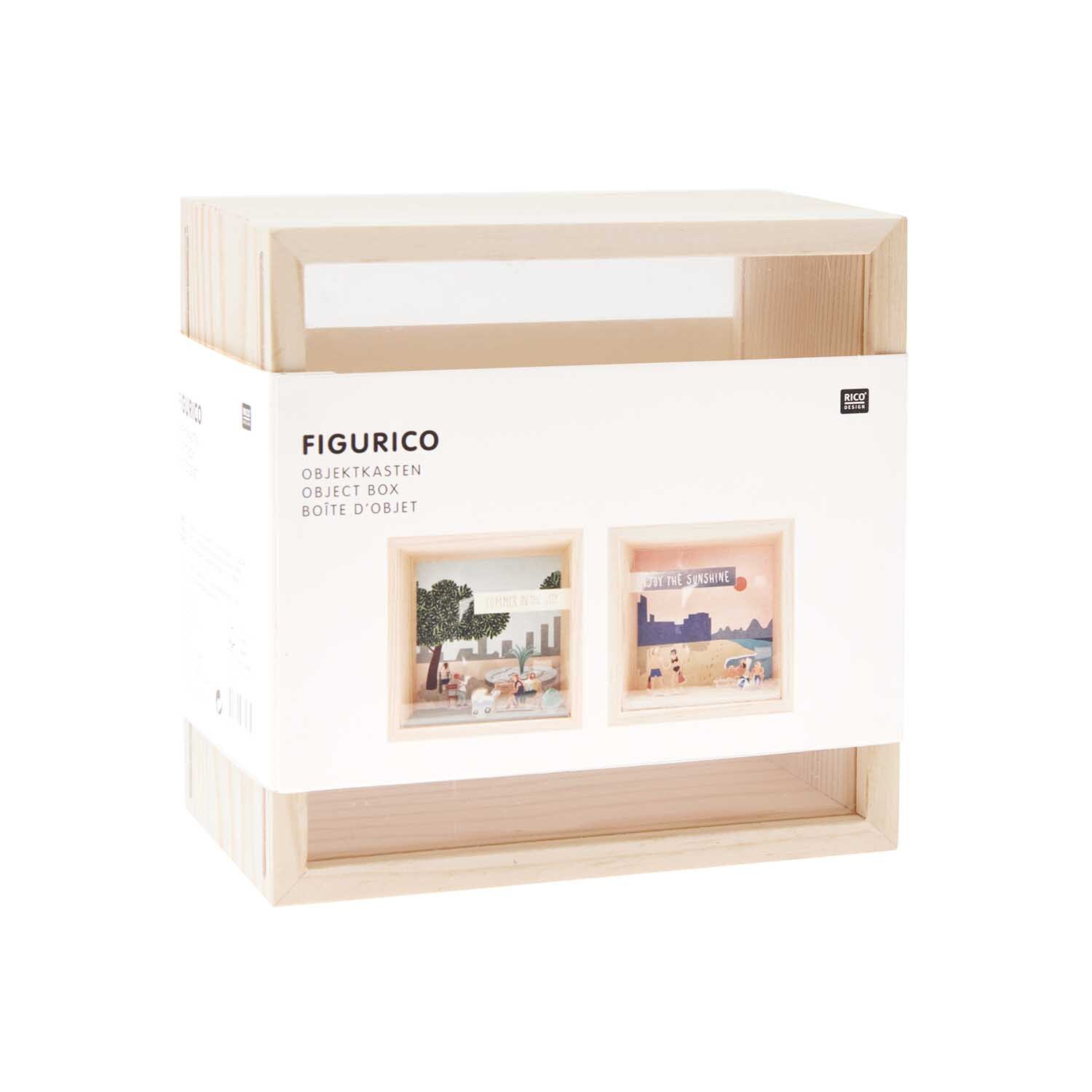 Figurico Objektkasten mit 2 Acrylscheiben, naturfarben, von Rico Design, ideal für kreative Präsentationen.