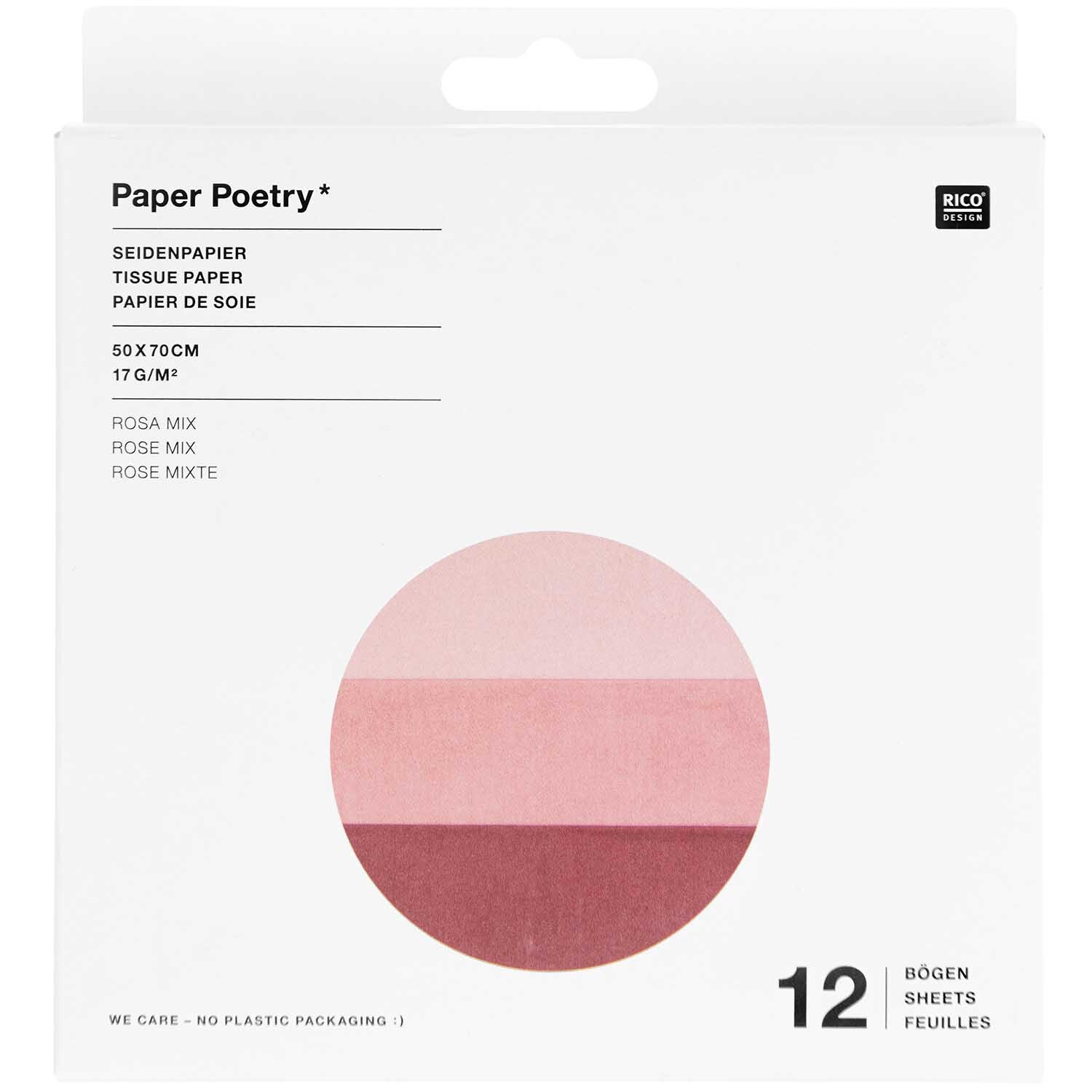 Paper Poetry Seidenpapier rosa sortiert 50x70cm 12 Bögen von Rico Design