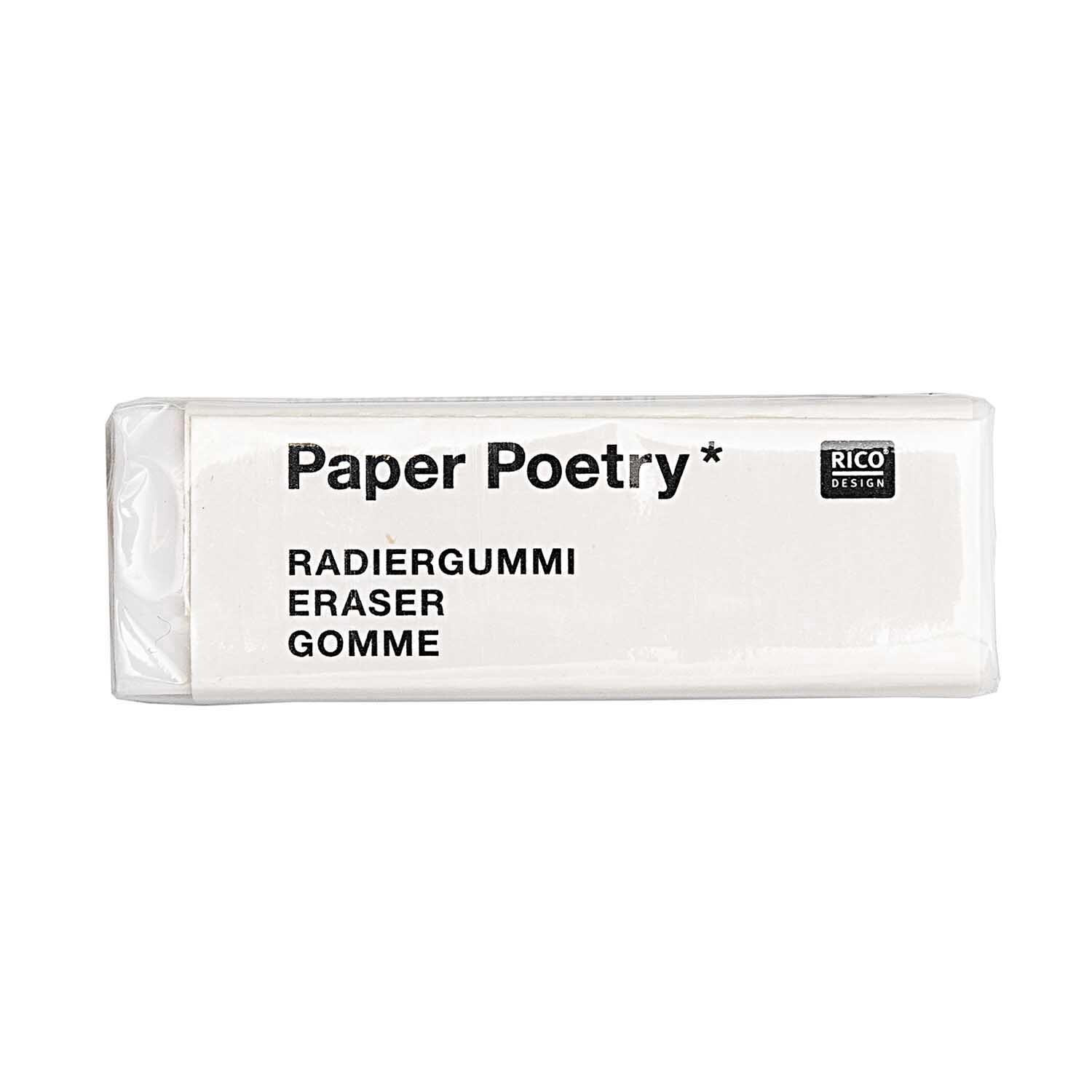 Paper Poetry Radiergummi von Rico Design in Weiß, rechteckig, ideal für präzises Radieren.