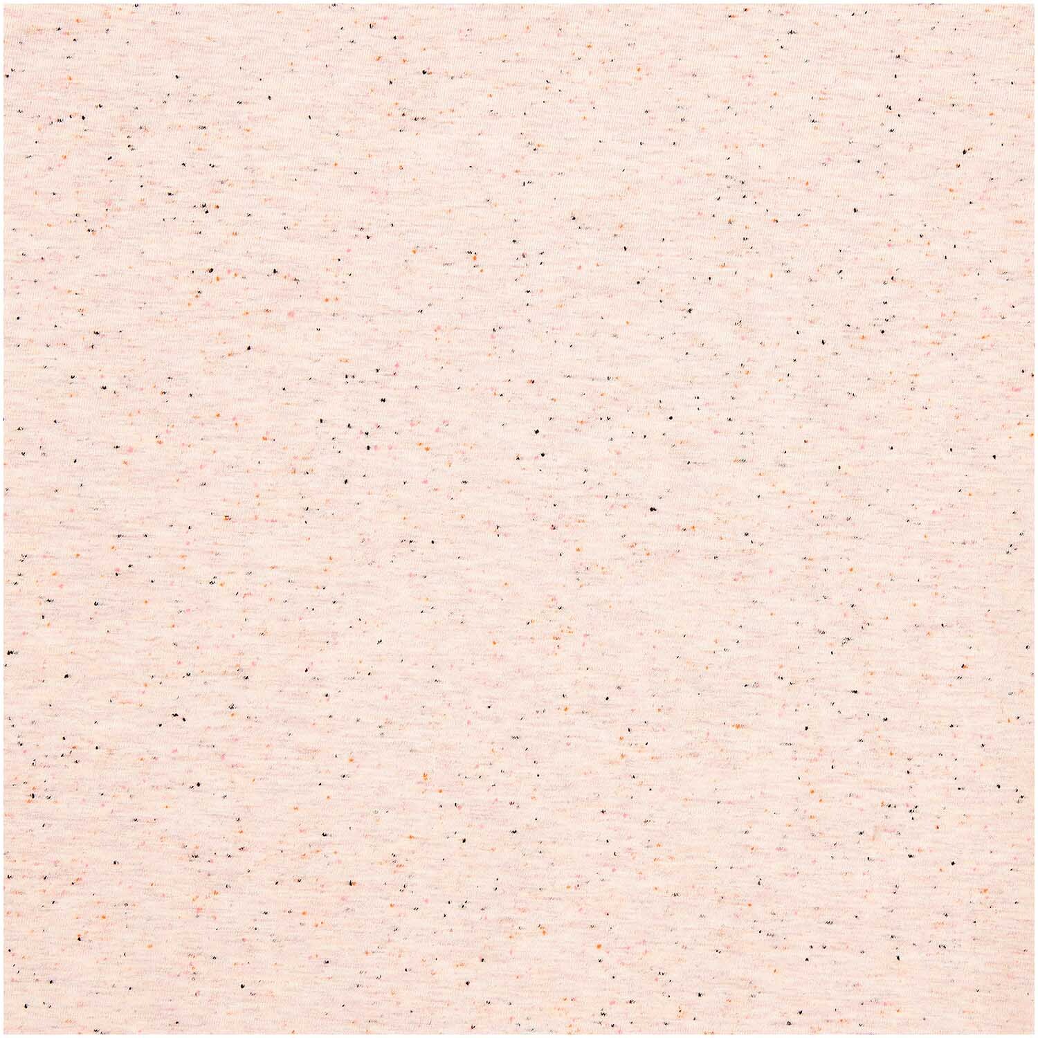 Meterware Jersey Flocken Rosa von Rico Design zeigt ein zartes, rosa Stoffmuster mit feinen Flocken. Ideal für kreative Nähprojekte.