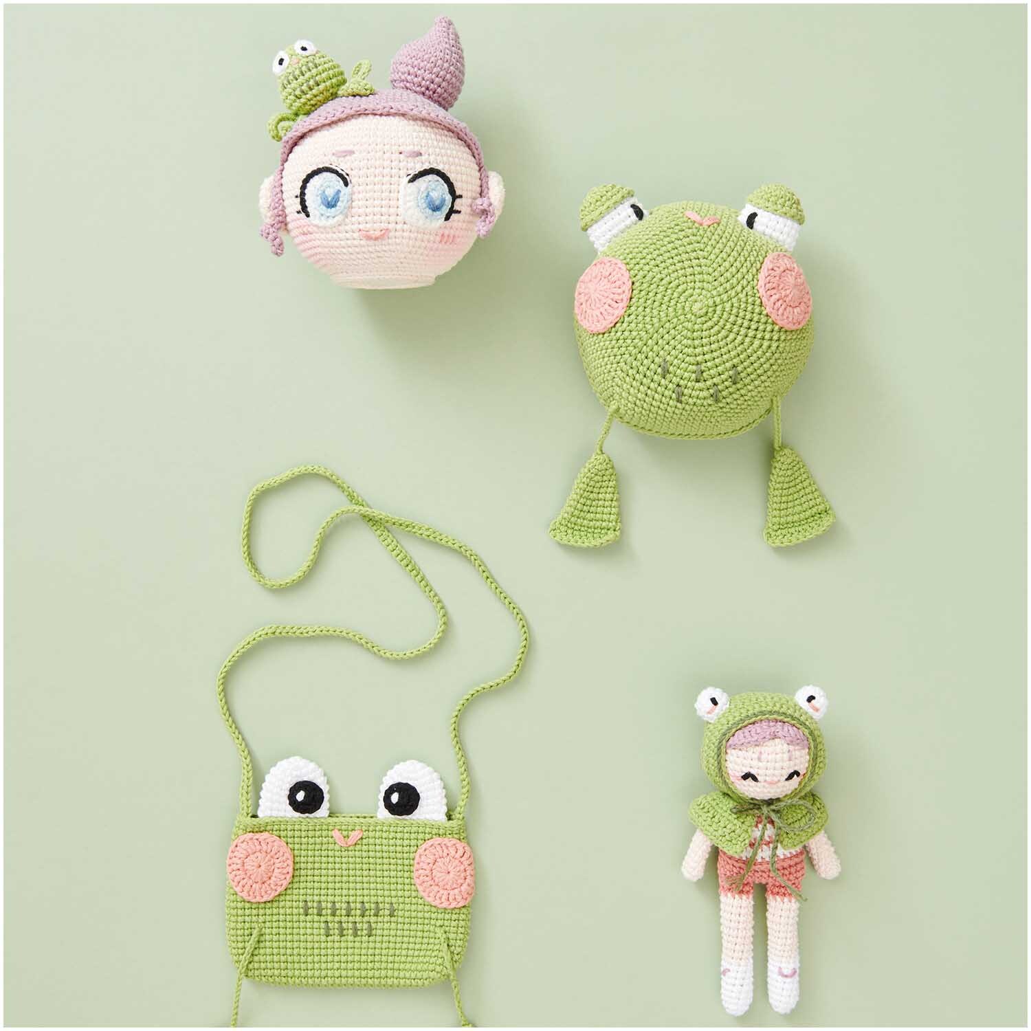 Creative Ricorumi dk: Häkelset mit Frosch- und Puppenmotiven, ideal für kreative Projekte.