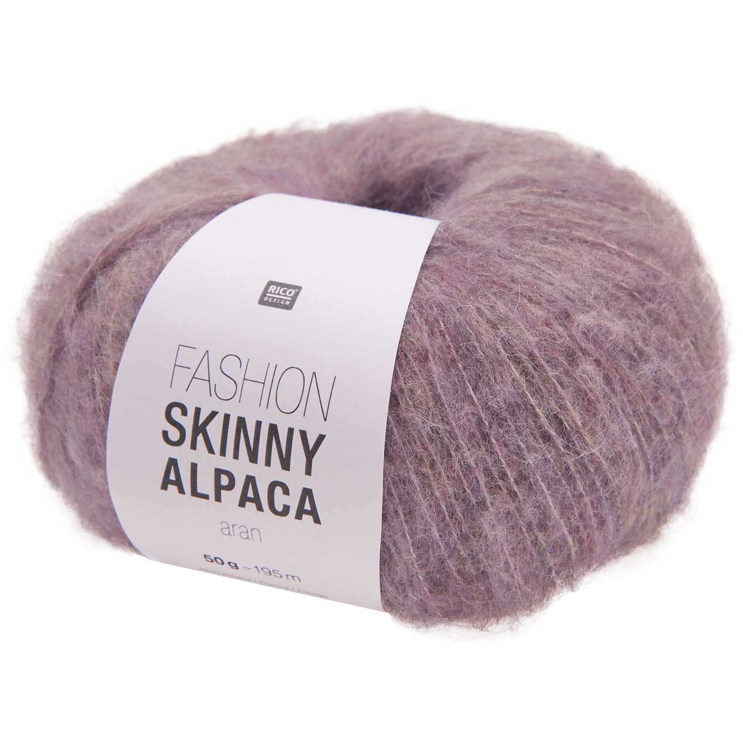 Fashion Skinny Alpaca aran: Weiches, fliederfarbenes Garnknäuel von Rico Design, ideal für Strickprojekte.