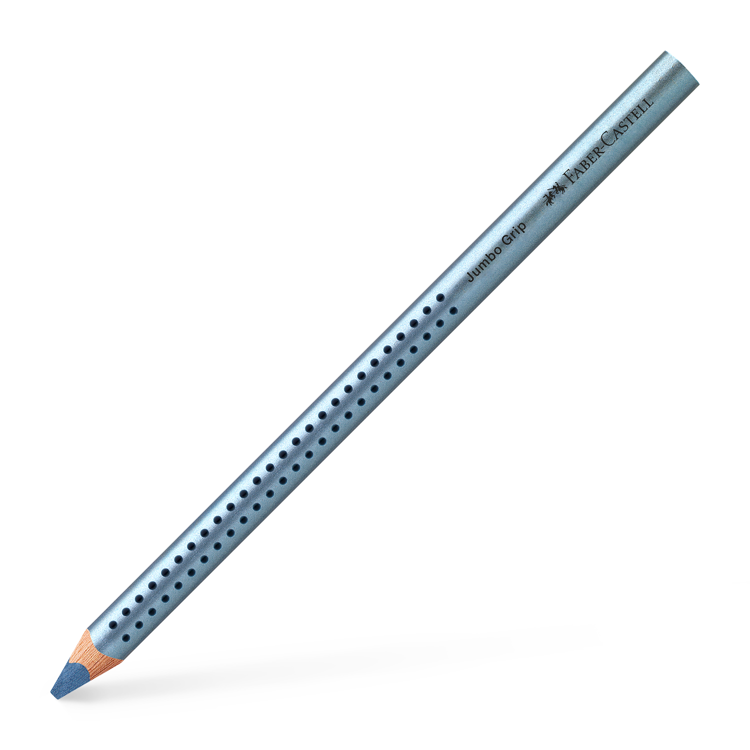 Jumbo Grip metallic Bleistift von Faber Castell in Blau, ideal für komfortables Schreiben und Zeichnen.